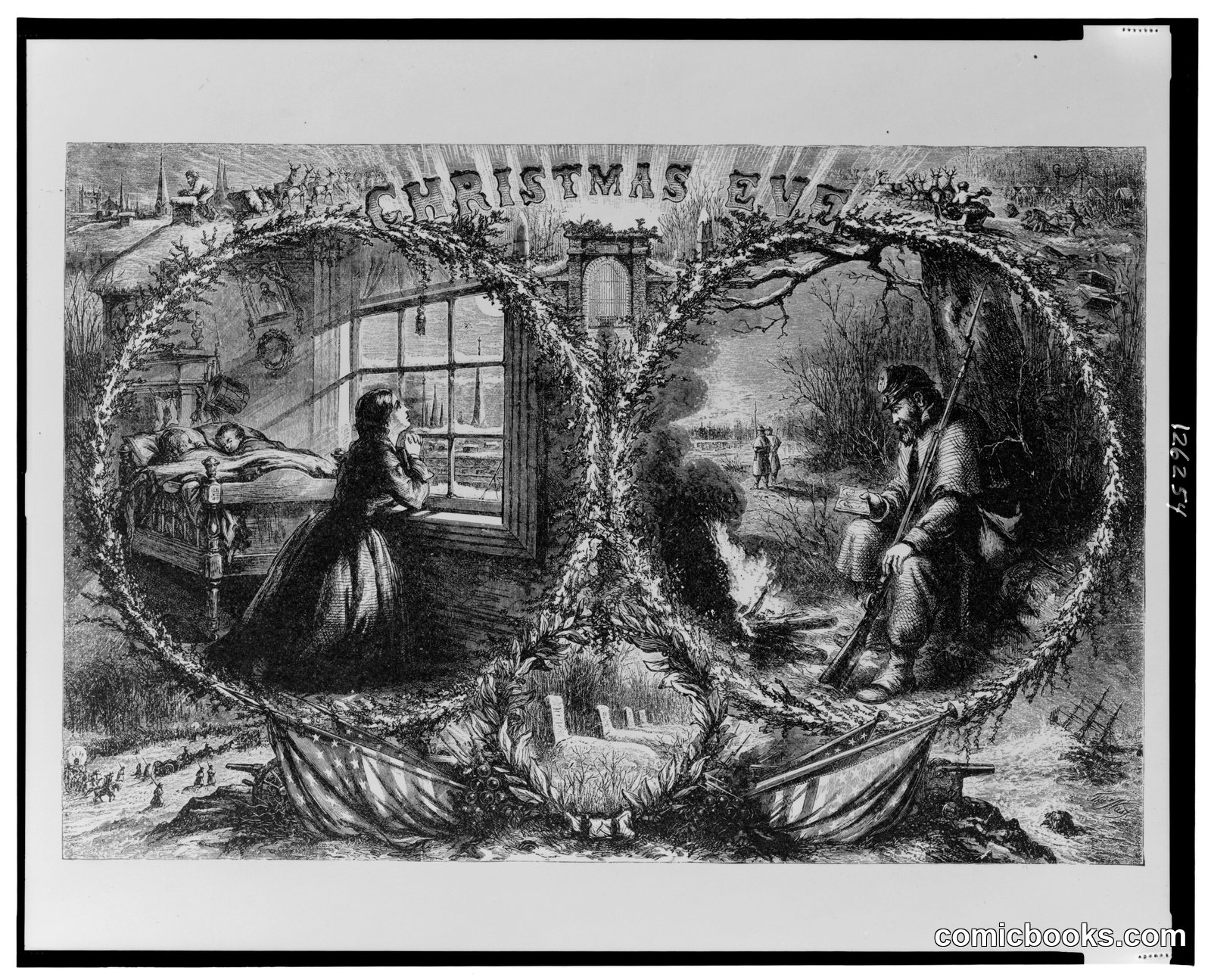 Christmas Eve by Nast, Thomas, 1840-1902, artist