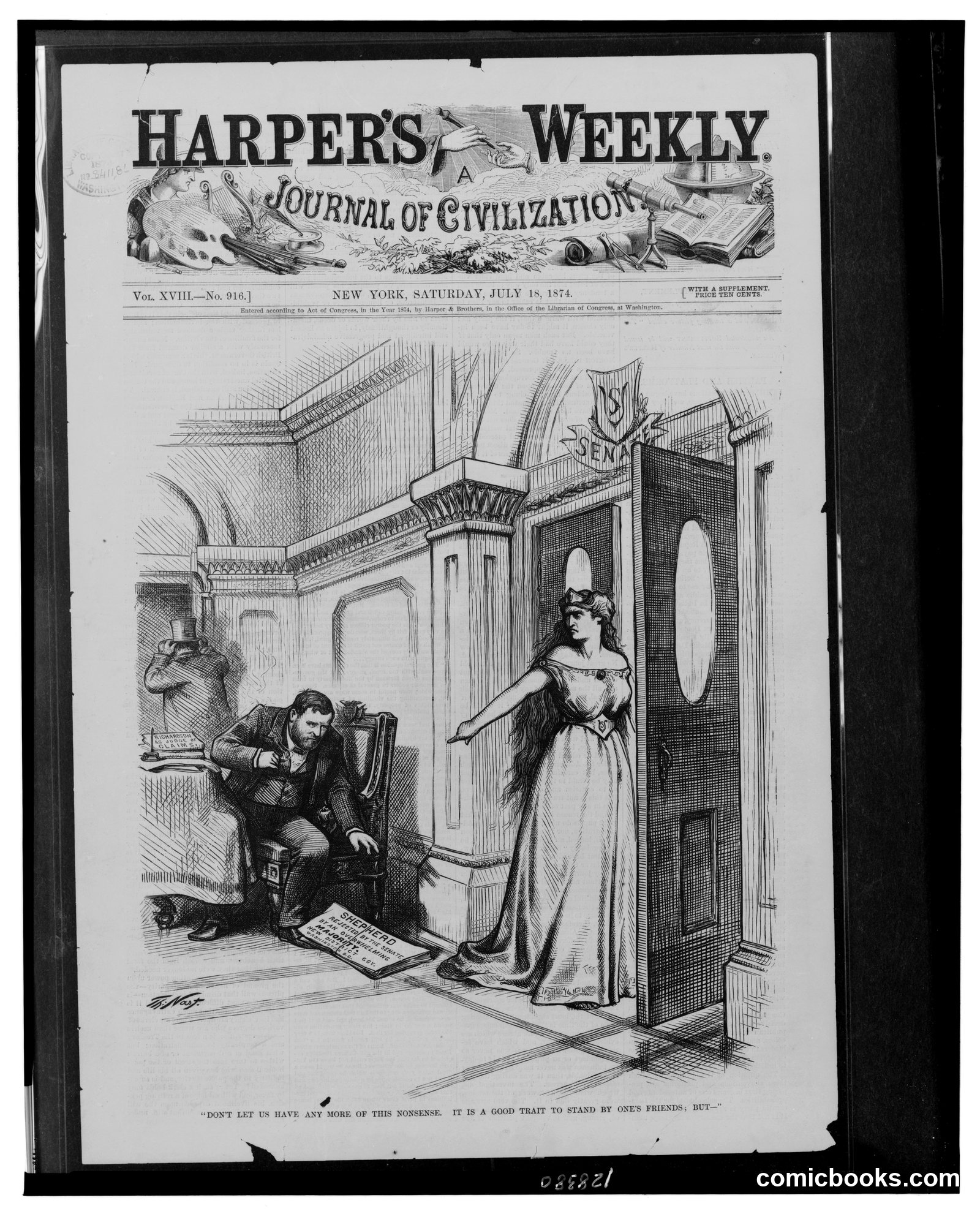 "Don't let us have any more of this nonsense. It is a good trait to stand by one's friends; but —" by Nast, Thomas, 1840-1902, artist