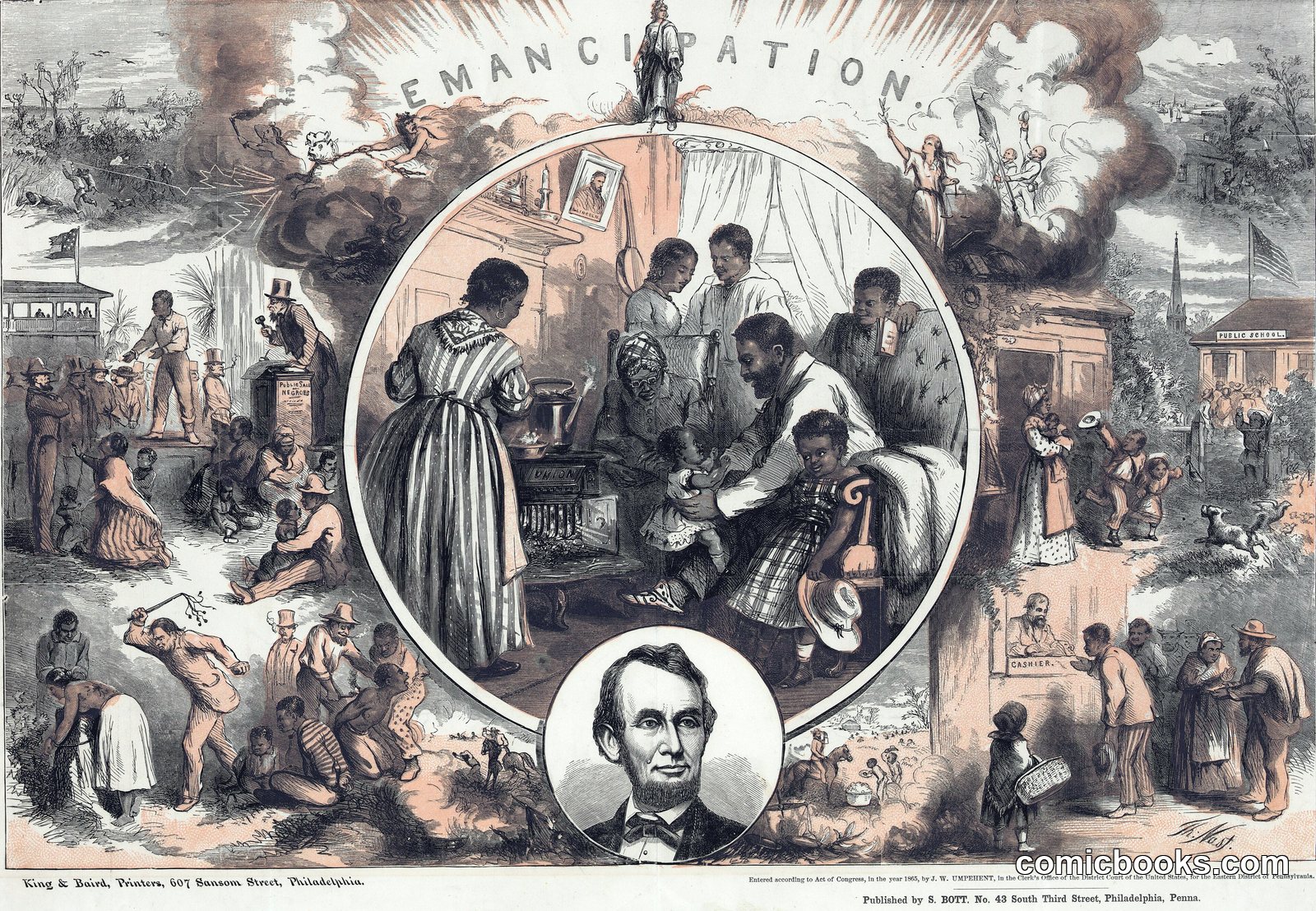 Emancipation by King &amp; Baird, engraver; Nast, Thomas, 1840-1902, artist; Bott, S., publisher