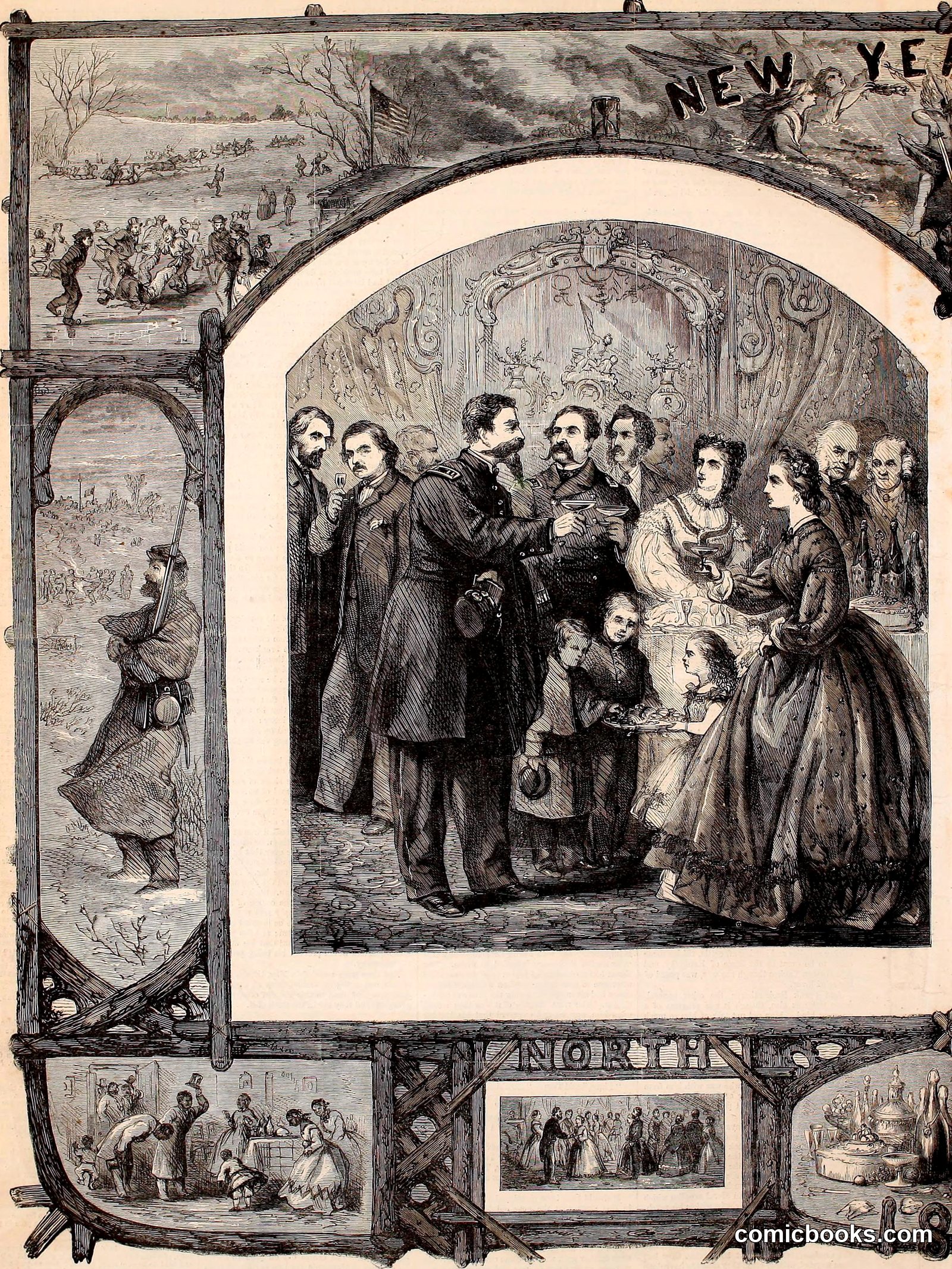 New Year's in the North — Harper's Weekly Cover, January 2, 1864 by Bonner, John, 1828-1899;
Curtis, George William, 1824-1892;
Alden, Henry Mills, 