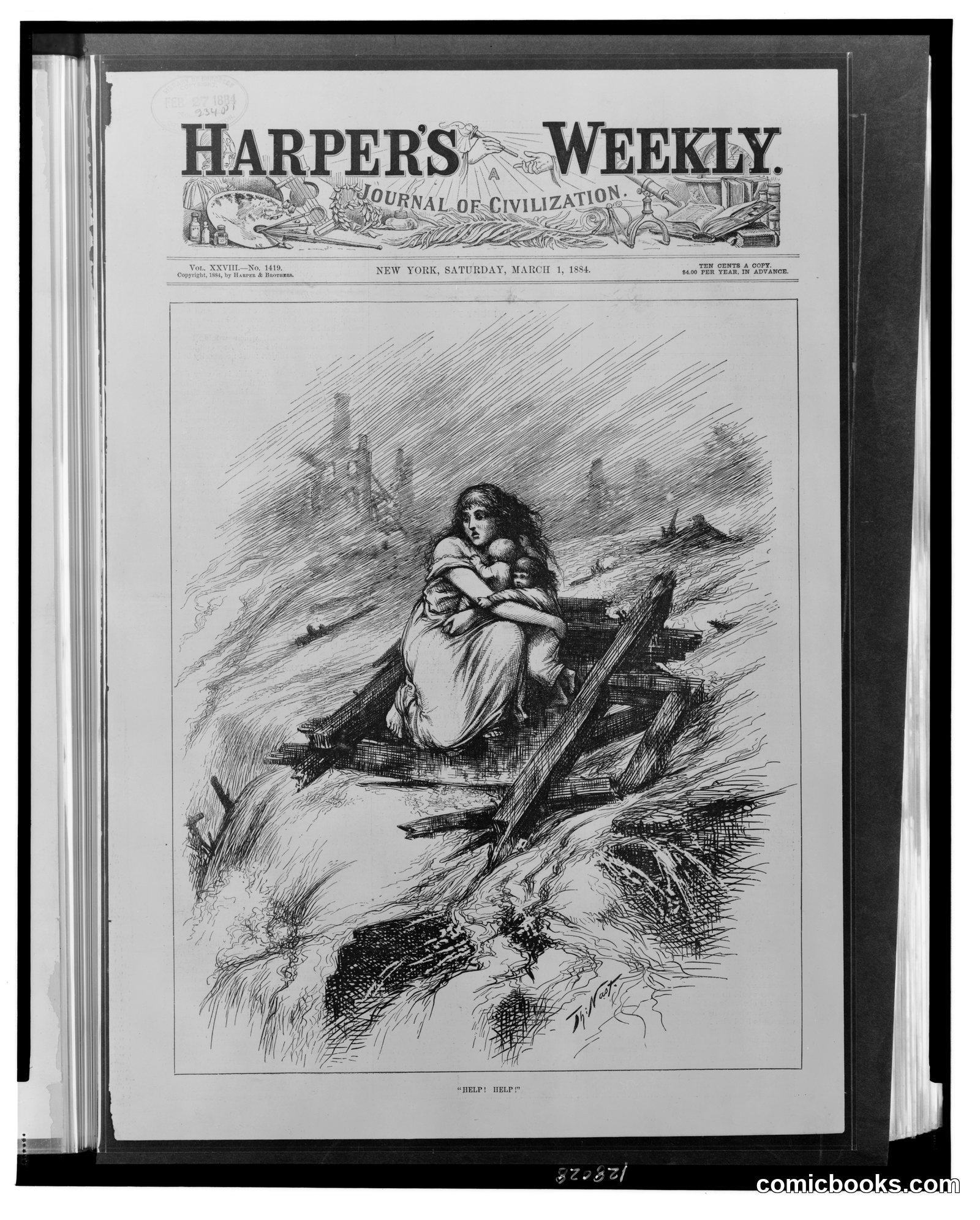 "Help! Help!" by Nast, Thomas, 1840-1902, artist