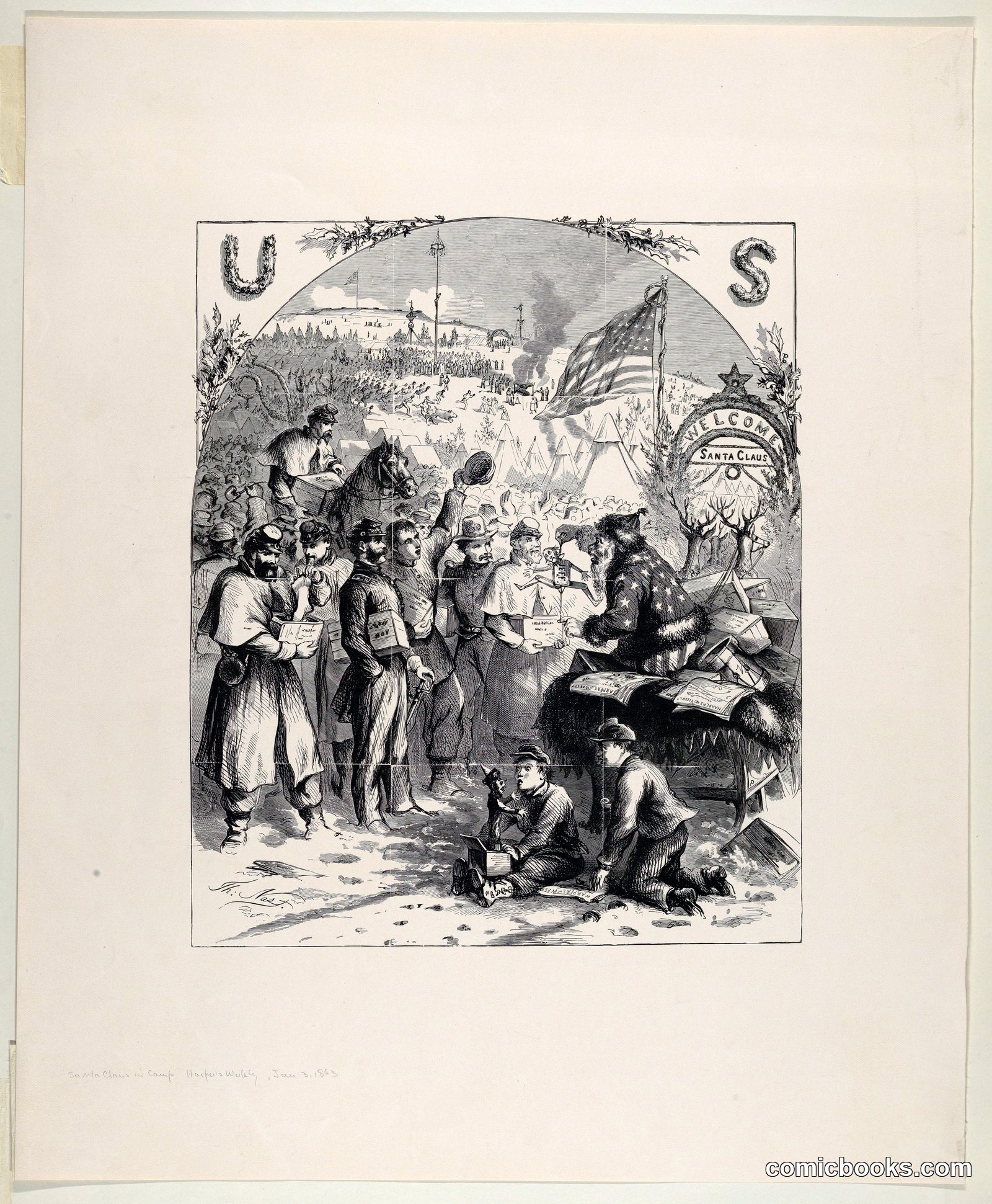 Santa Claus in Camp by Thomas Nast