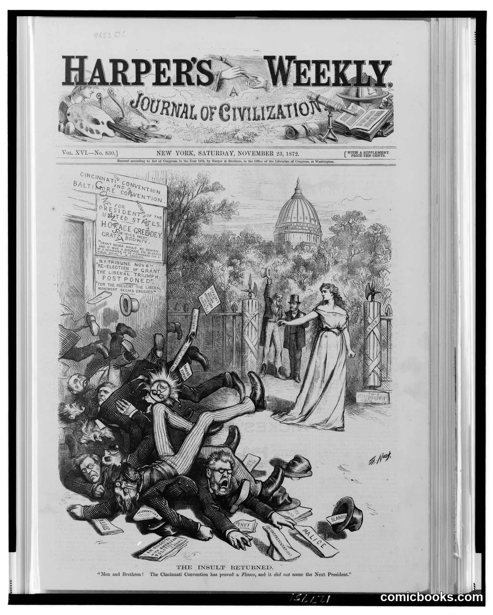 "The Insult Returned" (1872) by Nast, Thomas, 1840-1902, artist