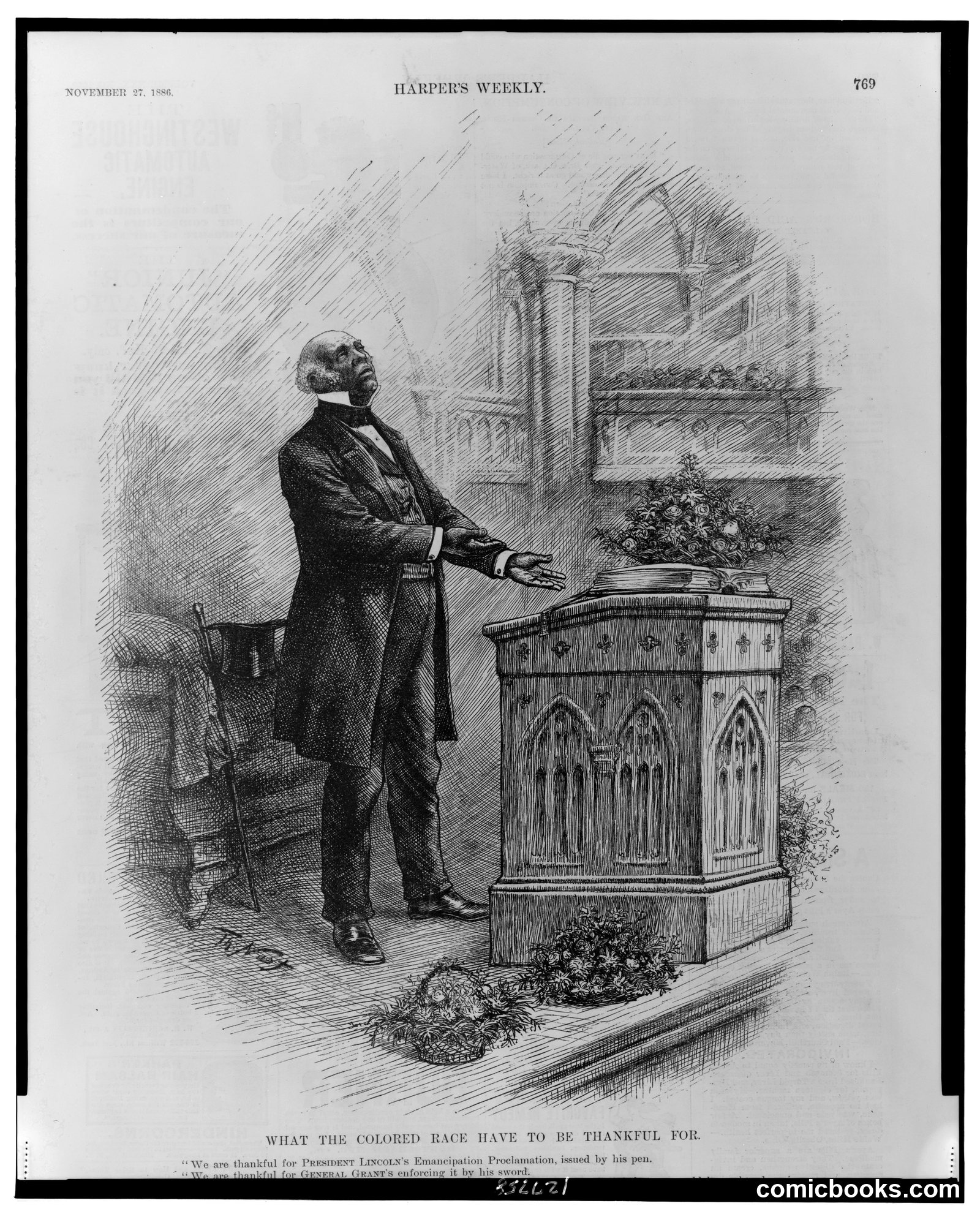 What the Colored Race Have to Be Thankful For by Nast, Thomas, 1840-1902, artist