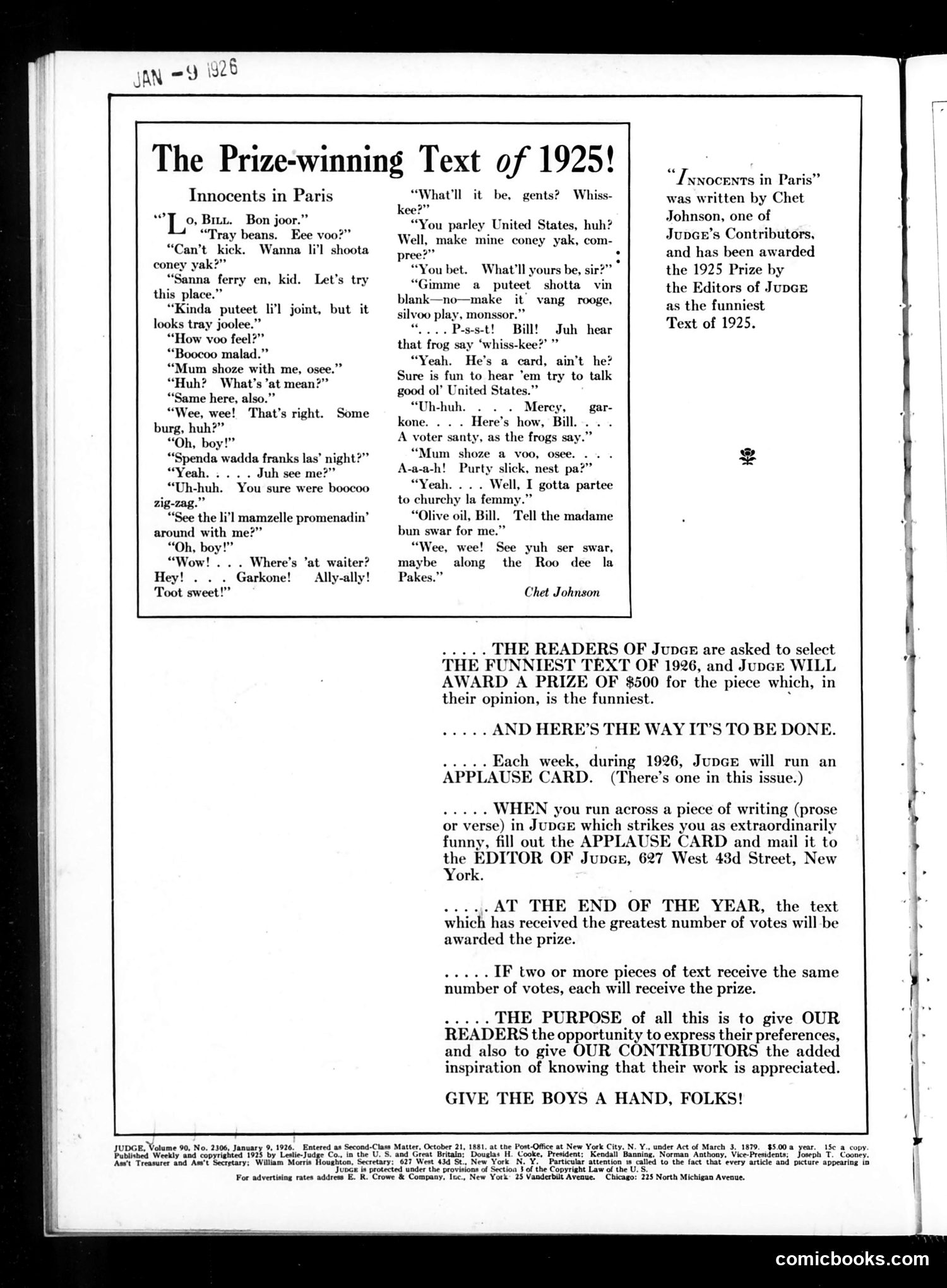Judge — January 9, 1926 — page 2 of 36