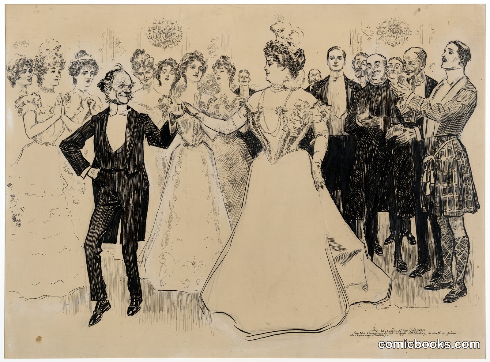 The Education of Mr. Pipp, XXXIV: On the Occasion of Mr. Pipp's Birthday, a Ball Is Given at Caroney Castle by Gibson, Charles Dana, 1867-1944, artist