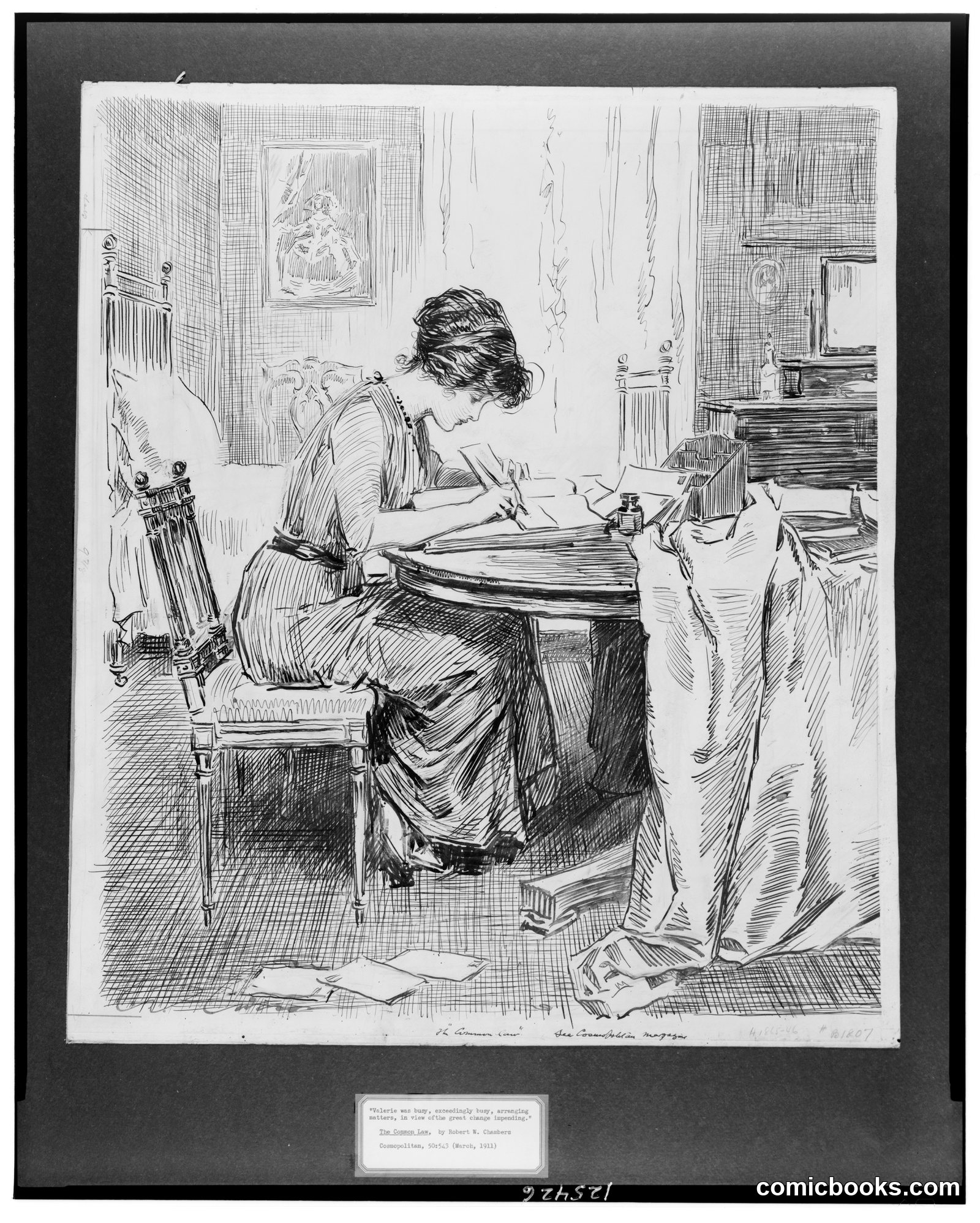 "Valerie was busy, exceedingly busy, arranging matters, in view of the great change impending" by Gibson, Charles Dana, 1867-1944, artist