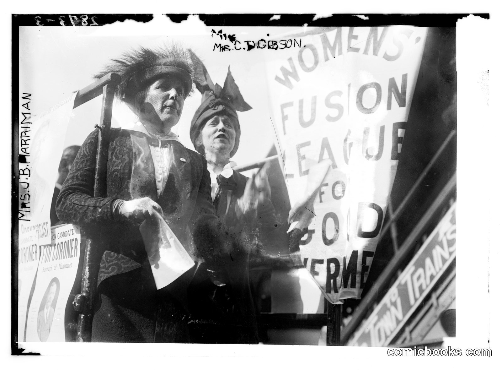 Mrs. J.B. Harriman and Mrs. C.D. Gibson at Women's Fusion League Rally, c. 1913 by Bain News Service, publisher
