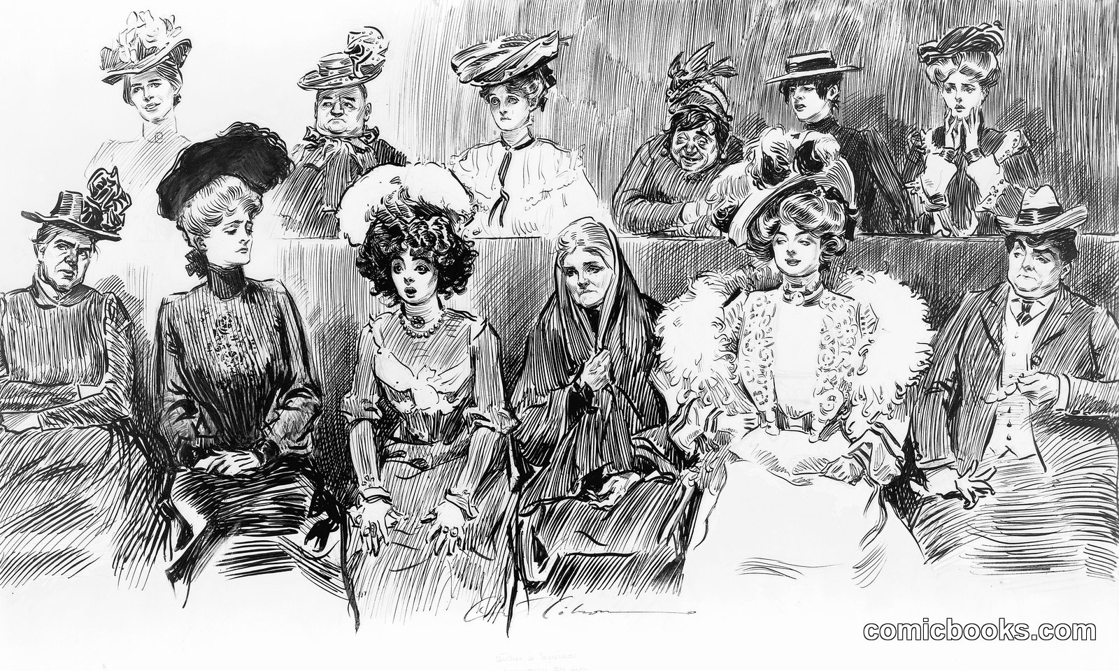 Charles Dana Gibson, "Studies in Expression: When Women Are Jurors" (1902) by Charles Dana Gibson