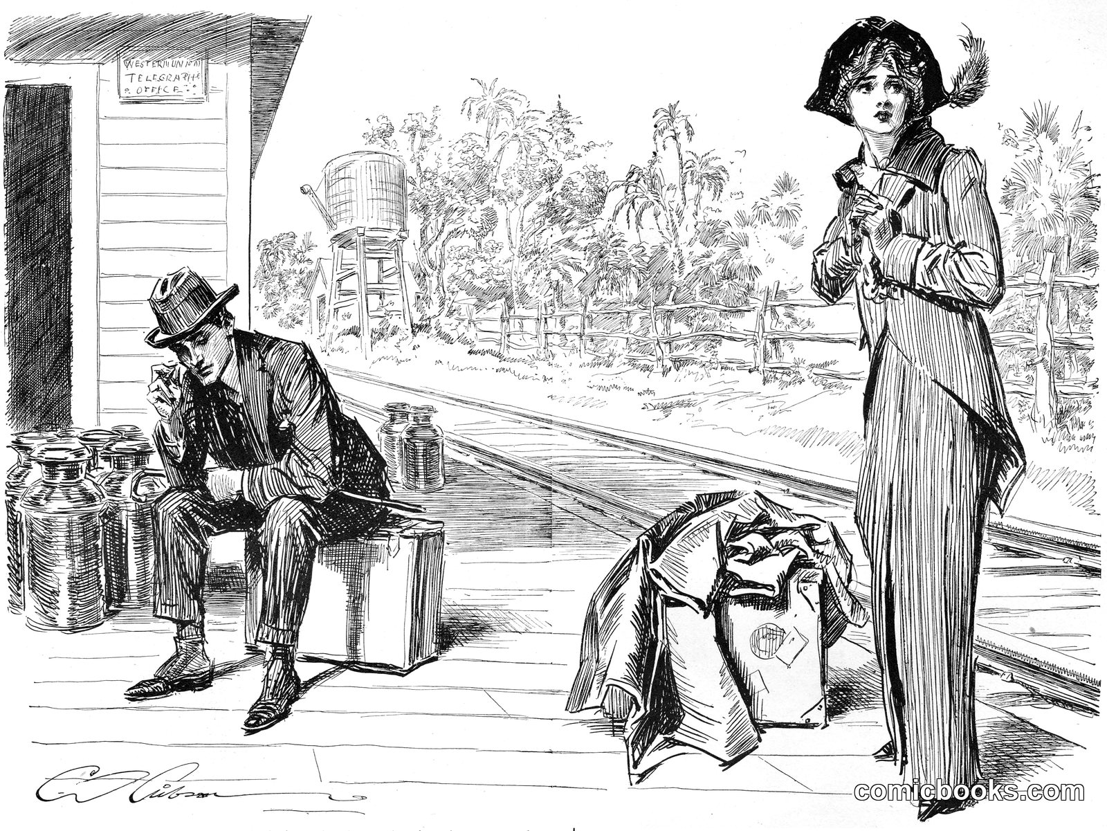 Princess Zimbazim — She was standing alone on the deserted platform by Charles Dana Gibson