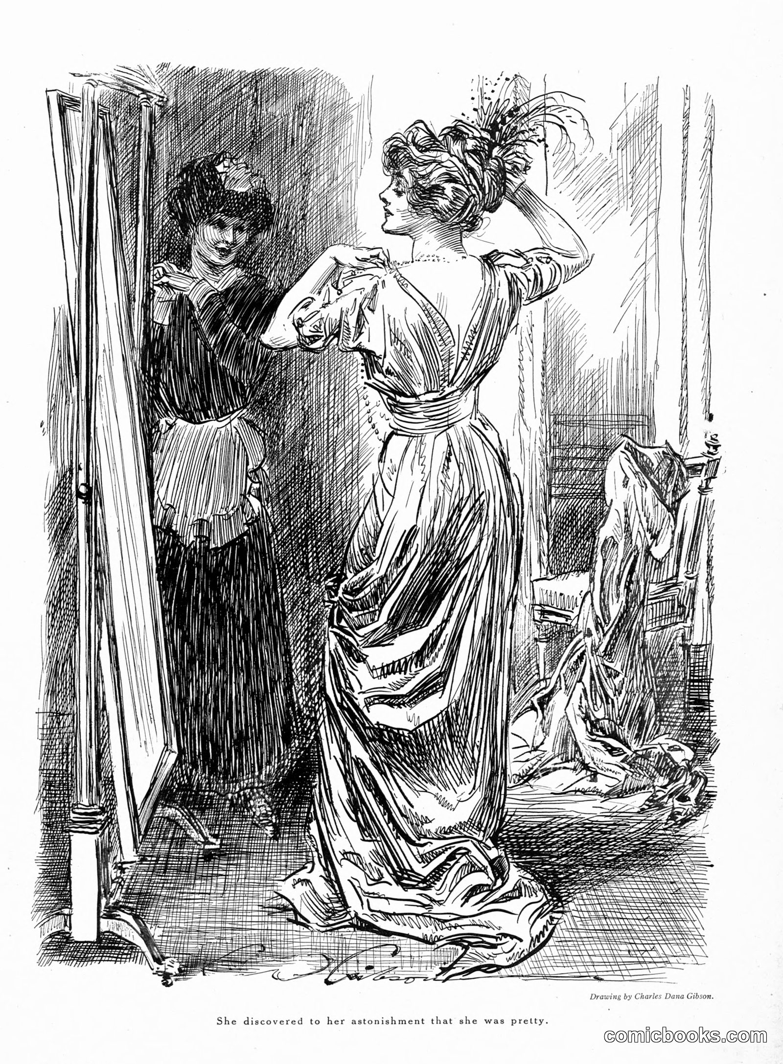 She Discovered to Her Astonishment That She Was Pretty by Charles Dana Gibson