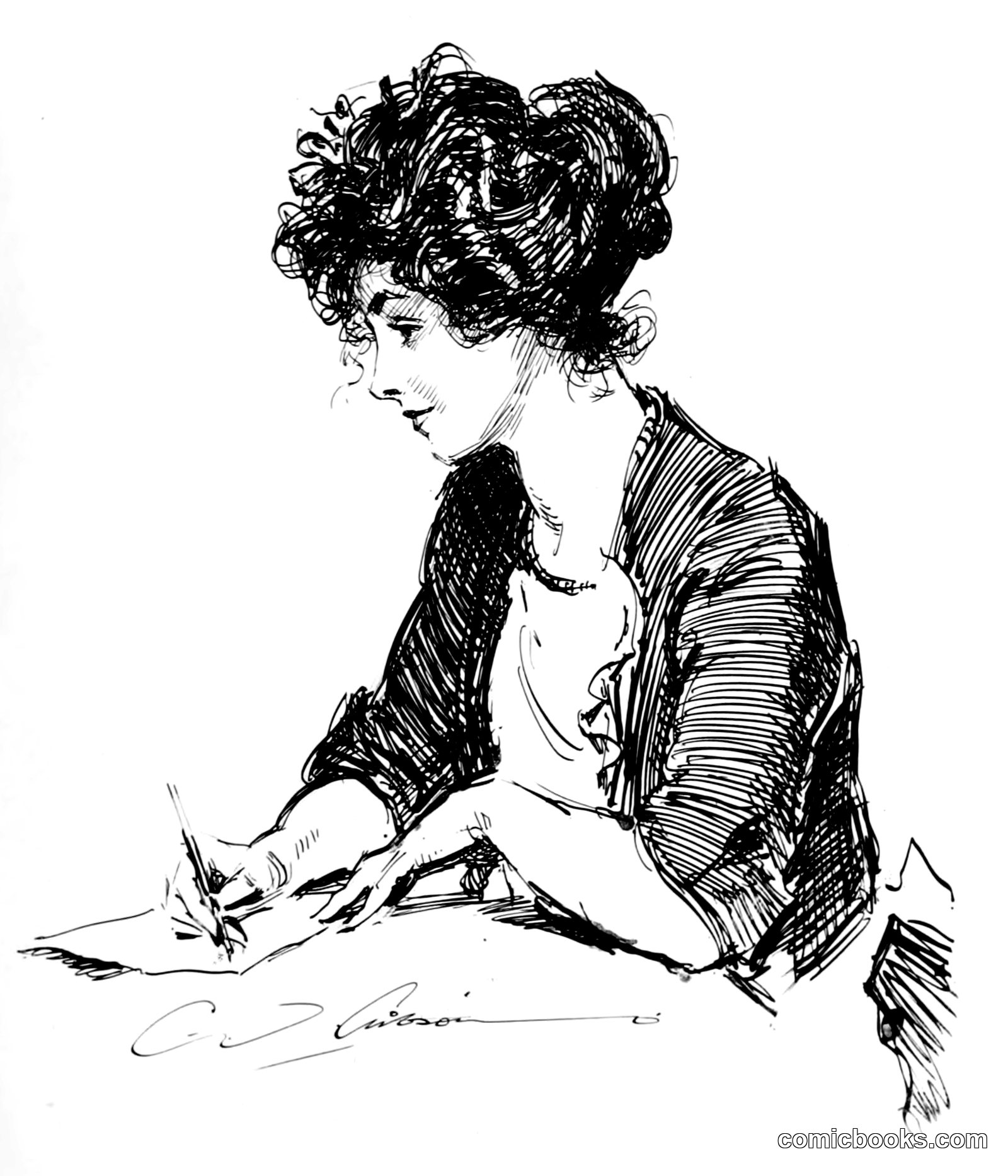 The Girl He Left Behind Him by Charles Dana Gibson