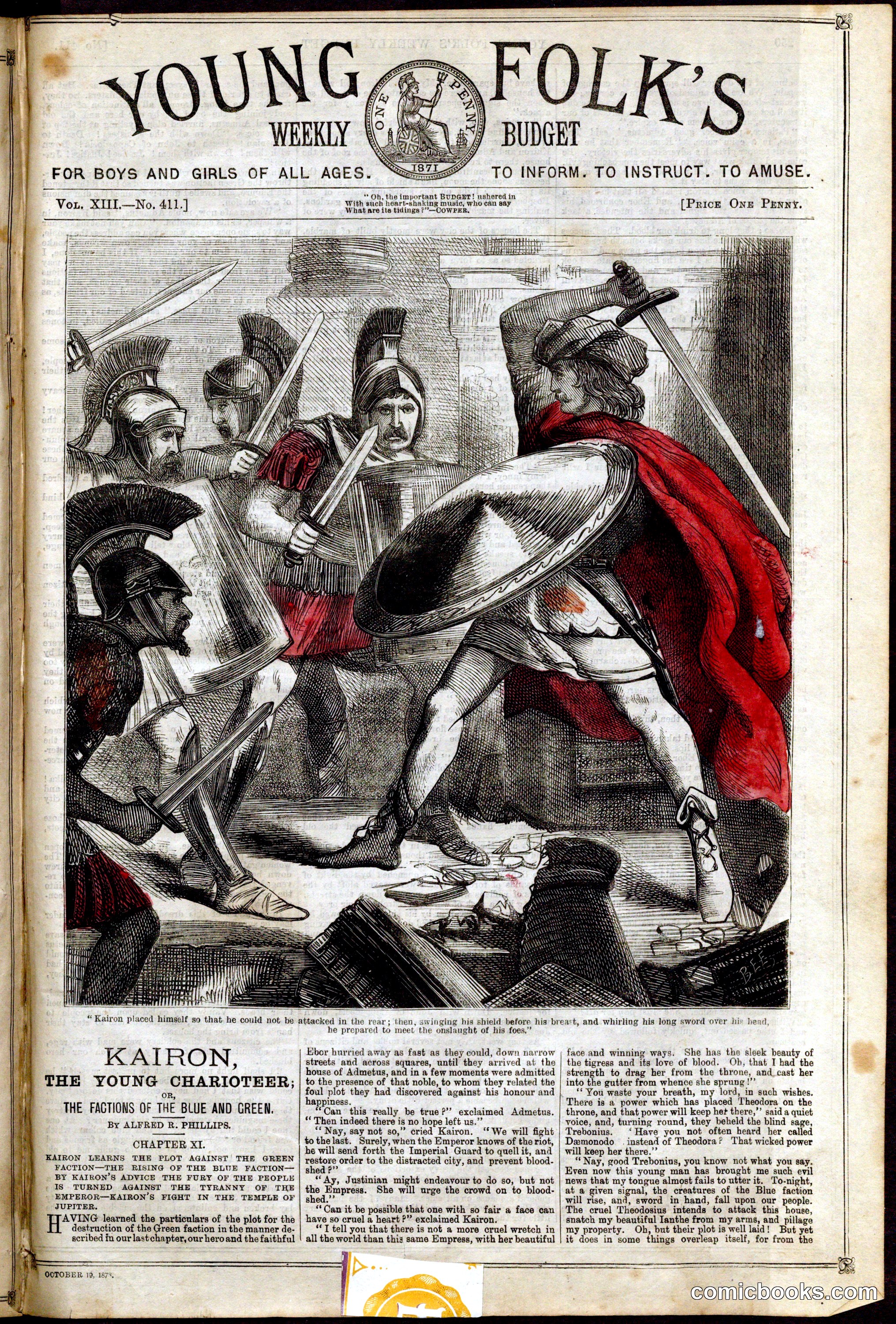 Young Folk's Weekly Budget: Kairon, the Young Gladiator