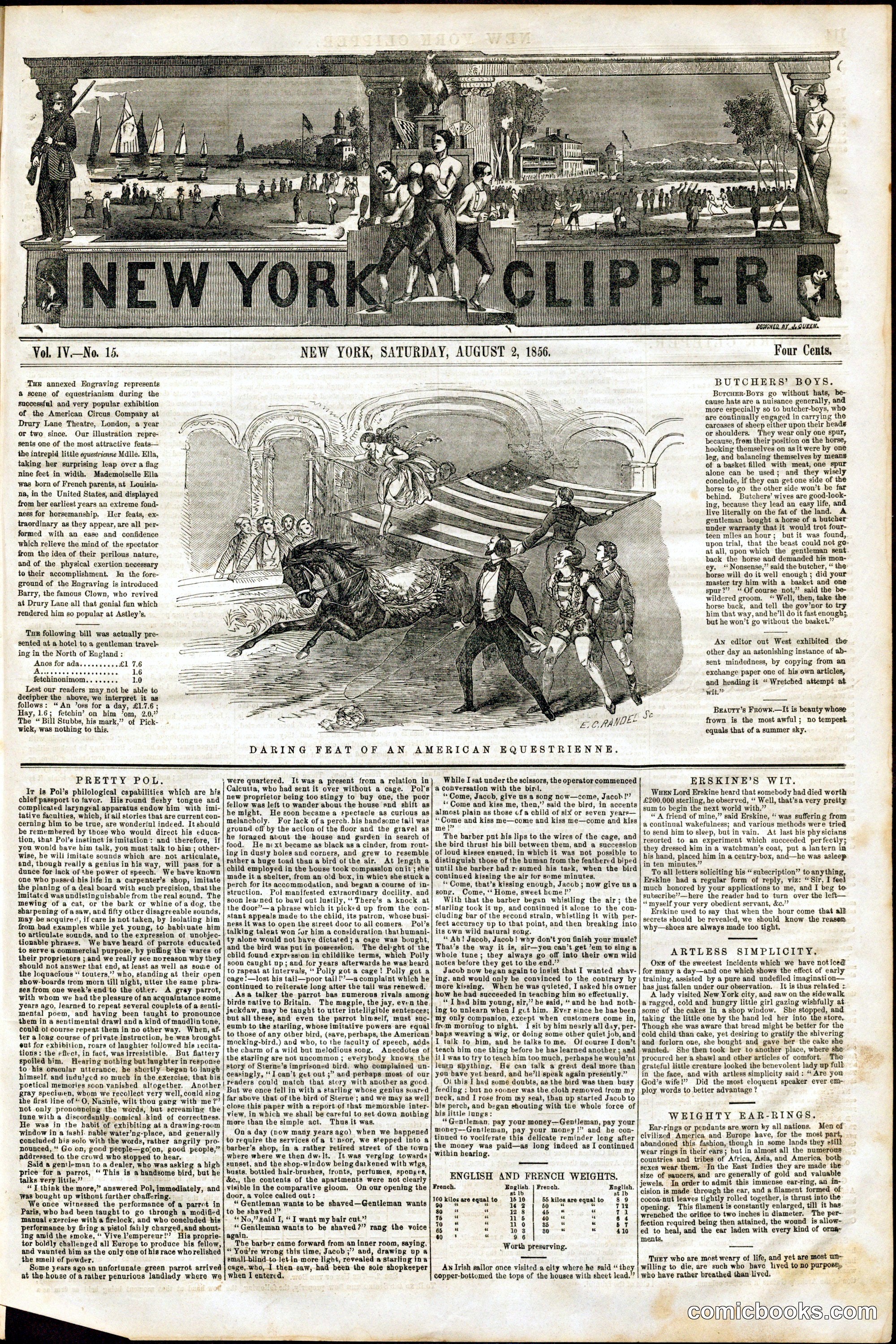 New York Clipper, Volume IV, No. 15