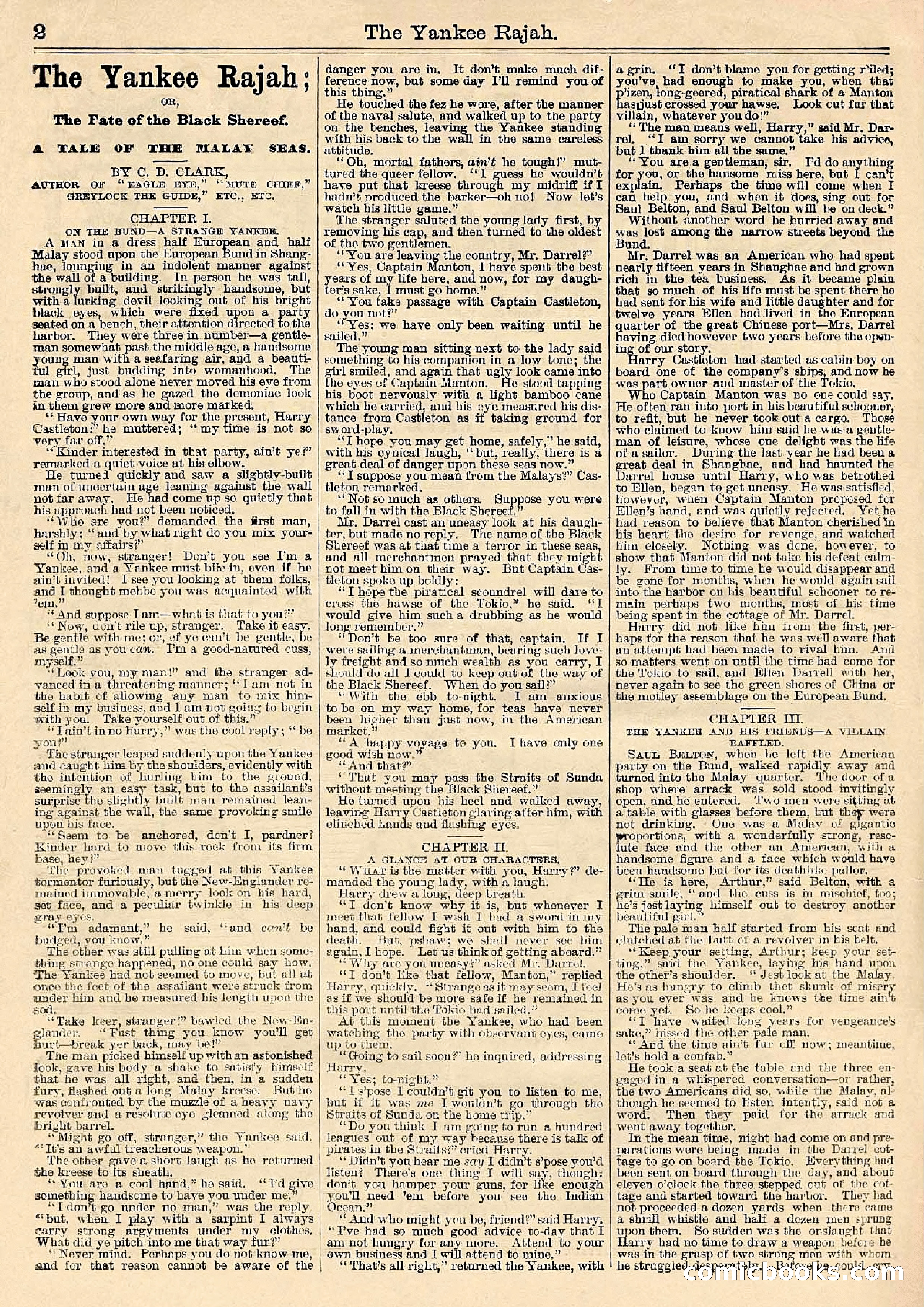 Beadle's Half Dime Library Vol. IX, No. 230: The Yankee Rajah; or, The Fate of the Black Shereef — page 2 of 16