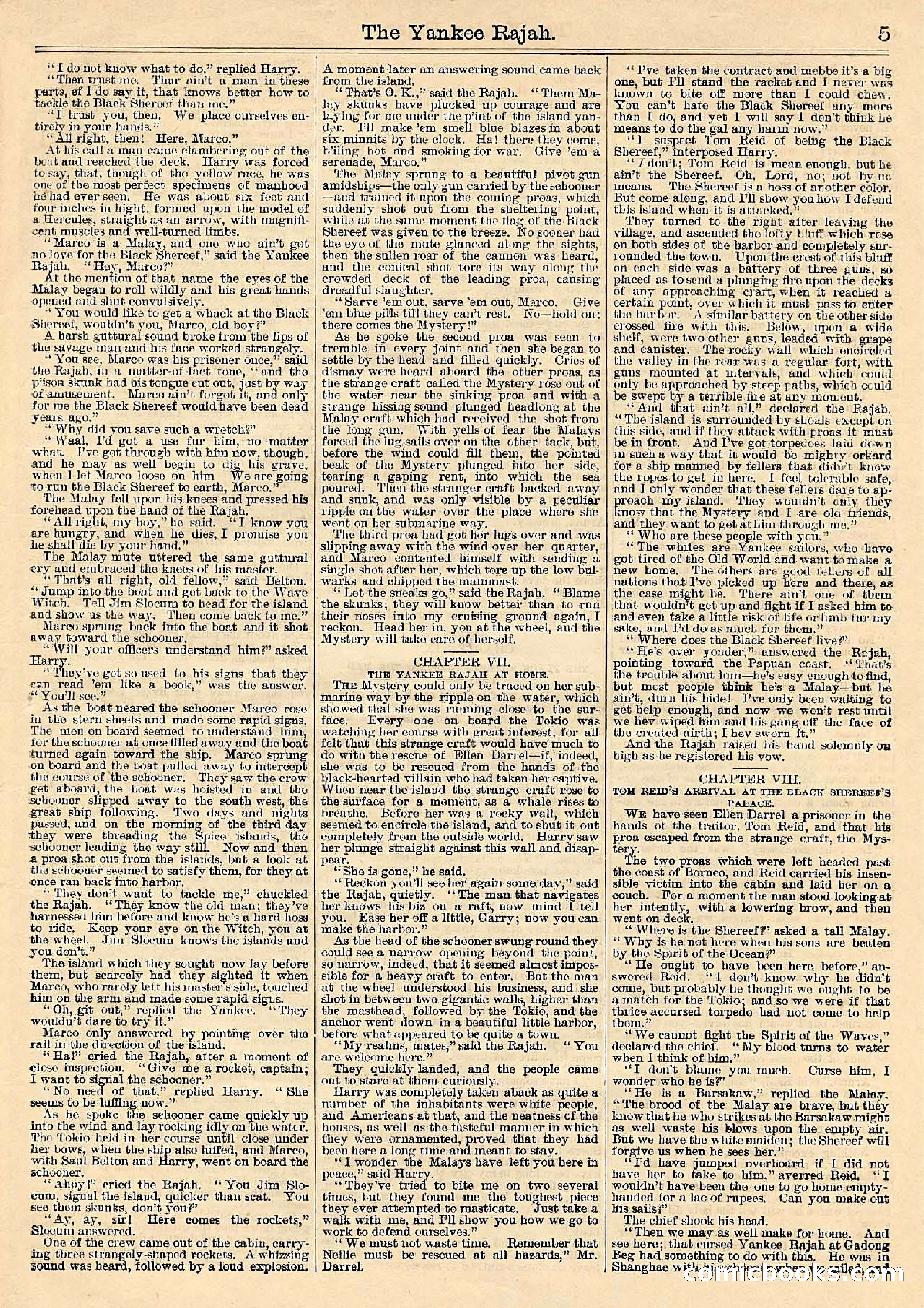 Beadle's Half Dime Library Vol. IX, No. 230: The Yankee Rajah; or, The Fate of the Black Shereef — page 5 of 16
