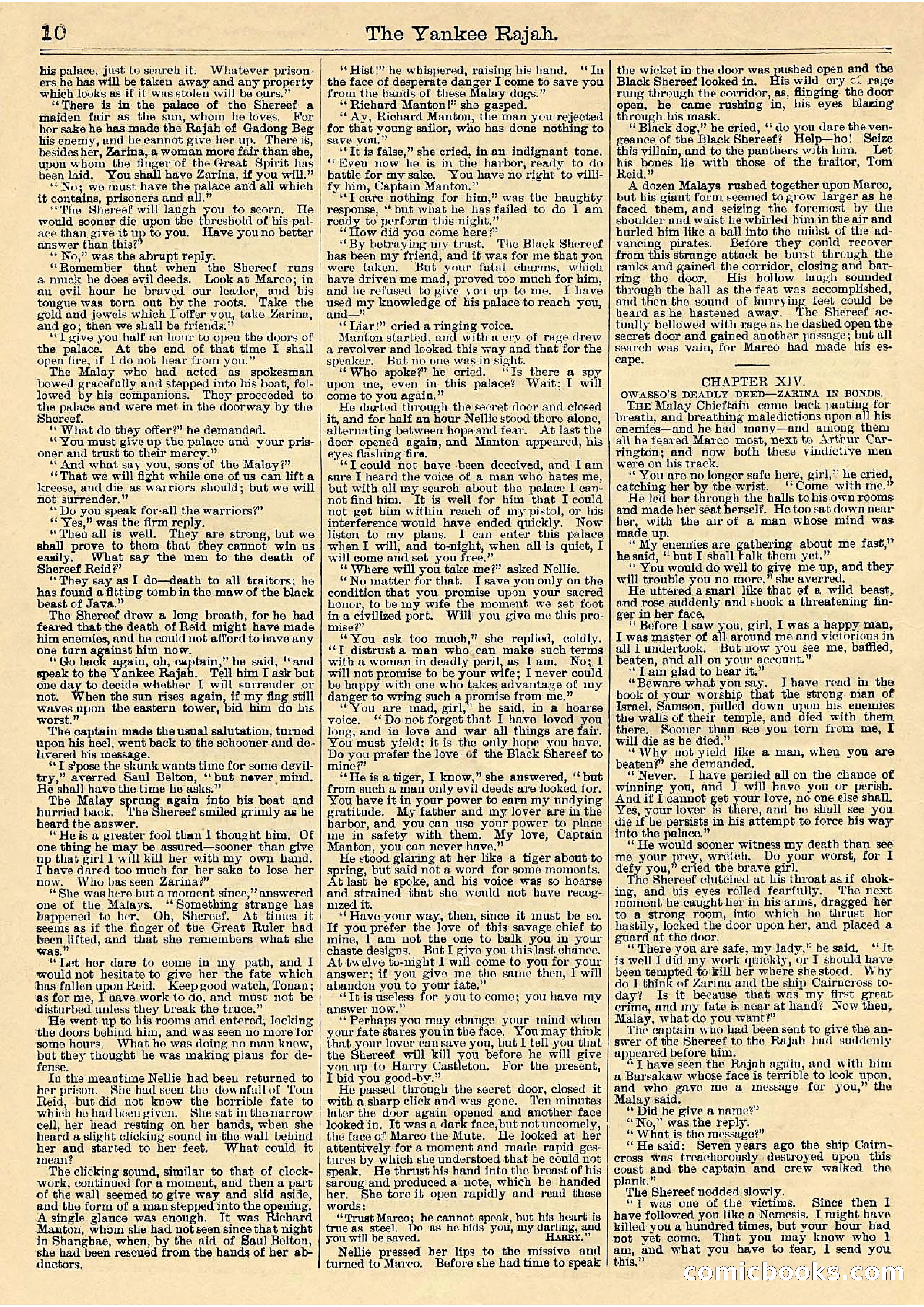 Beadle's Half Dime Library Vol. IX, No. 230: The Yankee Rajah; or, The Fate of the Black Shereef — page 10 of 16