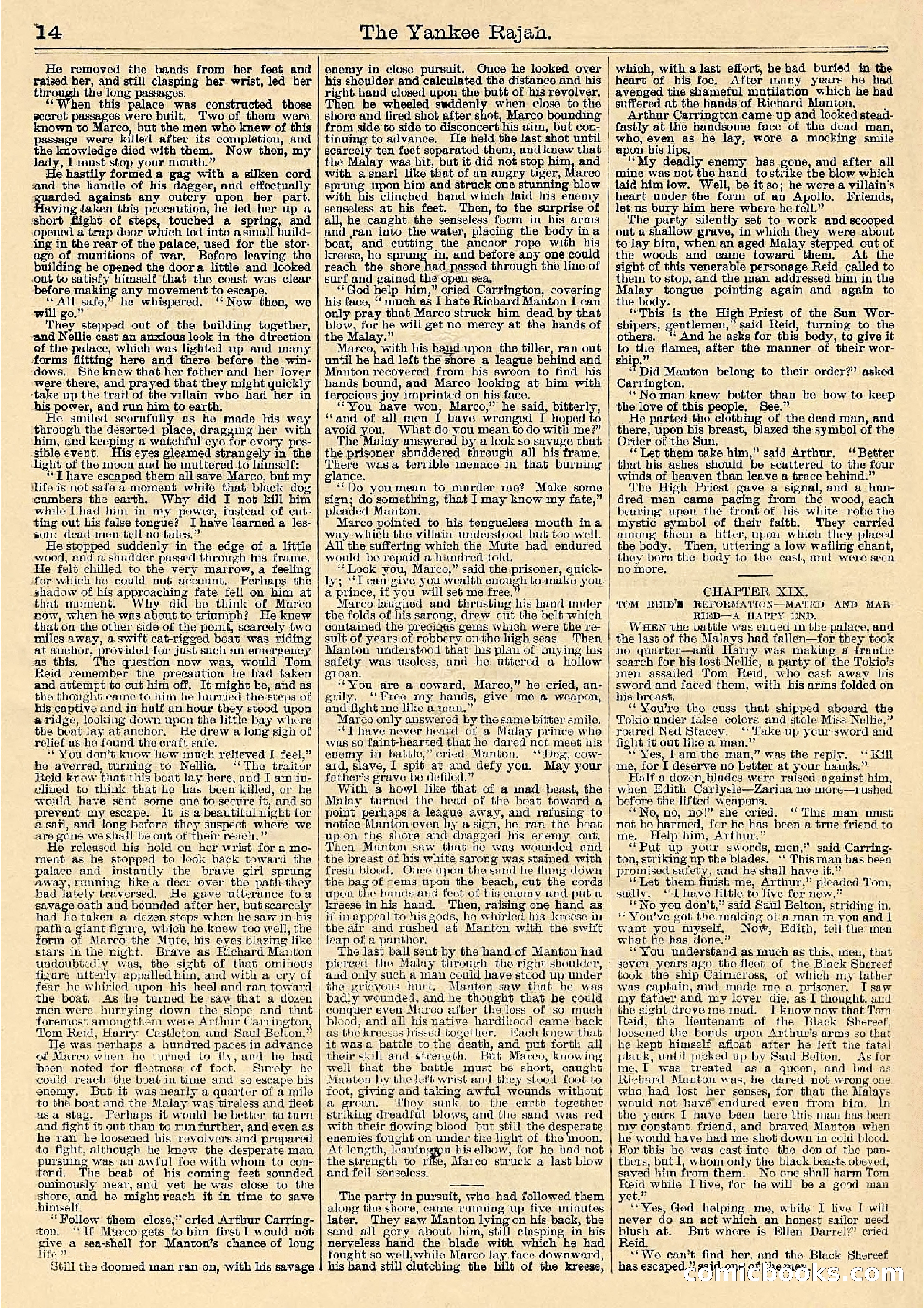 Beadle's Half Dime Library Vol. IX, No. 230: The Yankee Rajah; or, The Fate of the Black Shereef — page 14 of 16