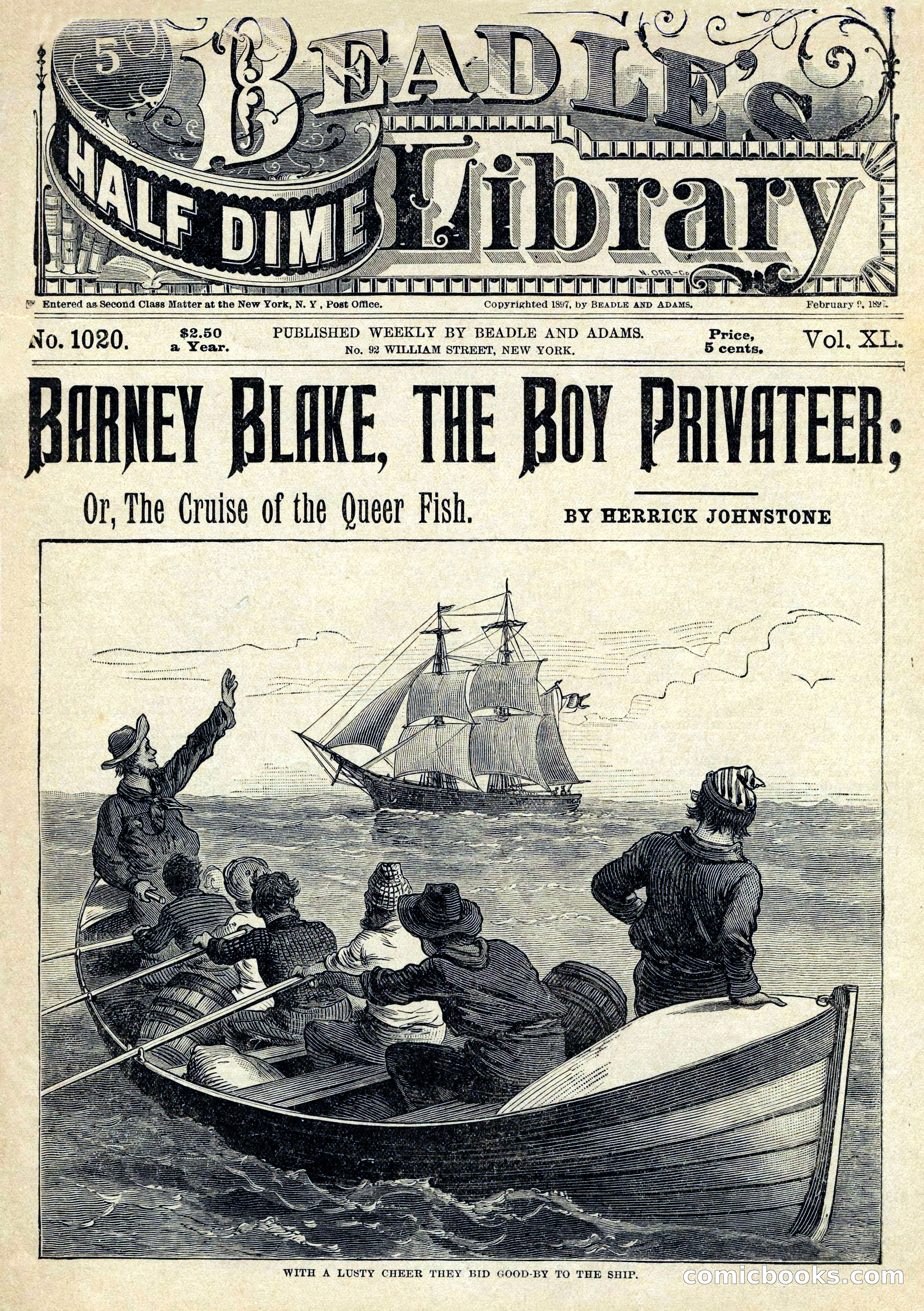 Beadle's Half Dime Library: Barney Blake, the Boy Privateer — page 1 of 16