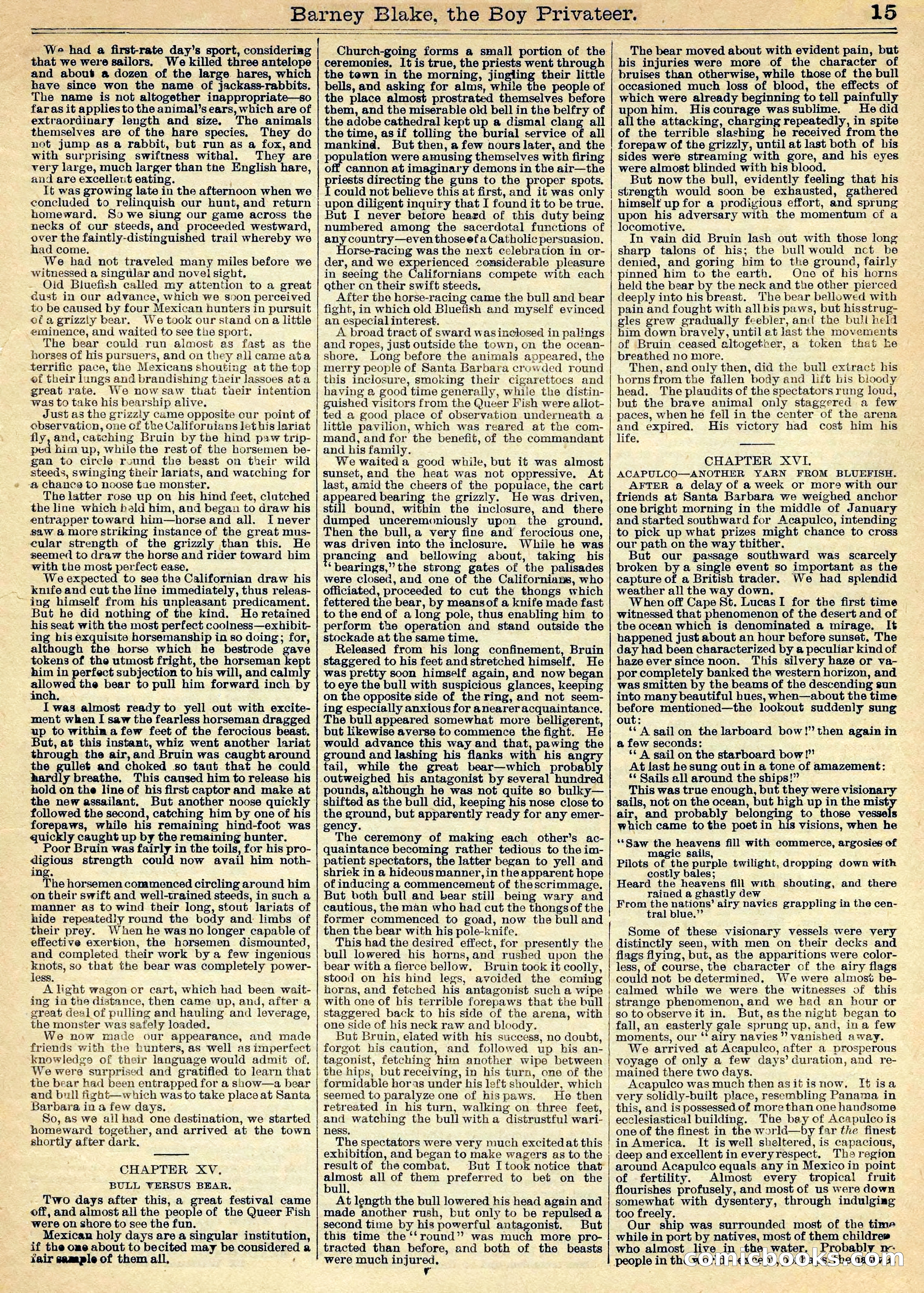Beadle's Half Dime Library: Barney Blake, the Boy Privateer — page 15 of 16