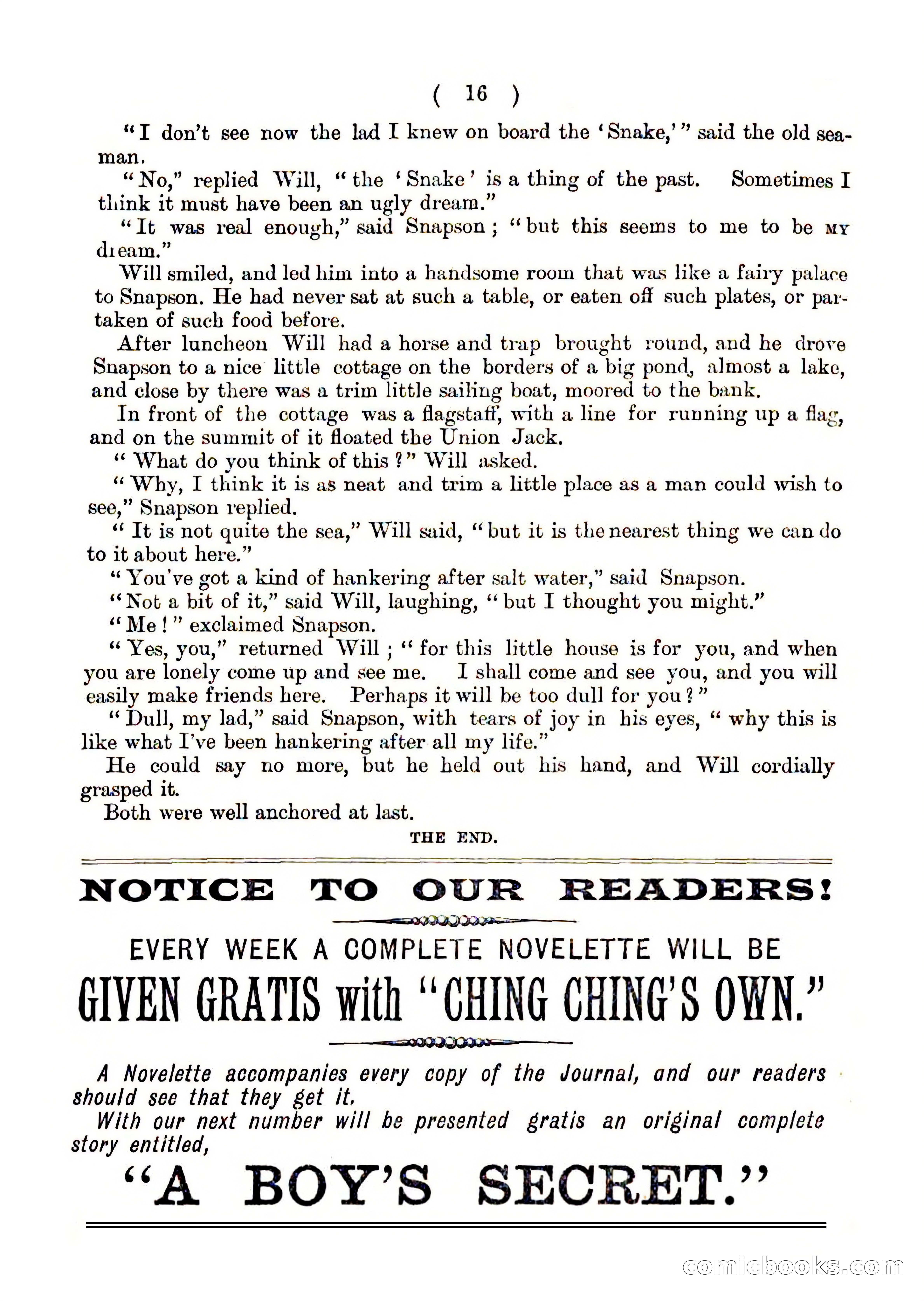 Ching Ching's Novelettes No. 1: Snapson of the 'Snake' — page 16 of 16