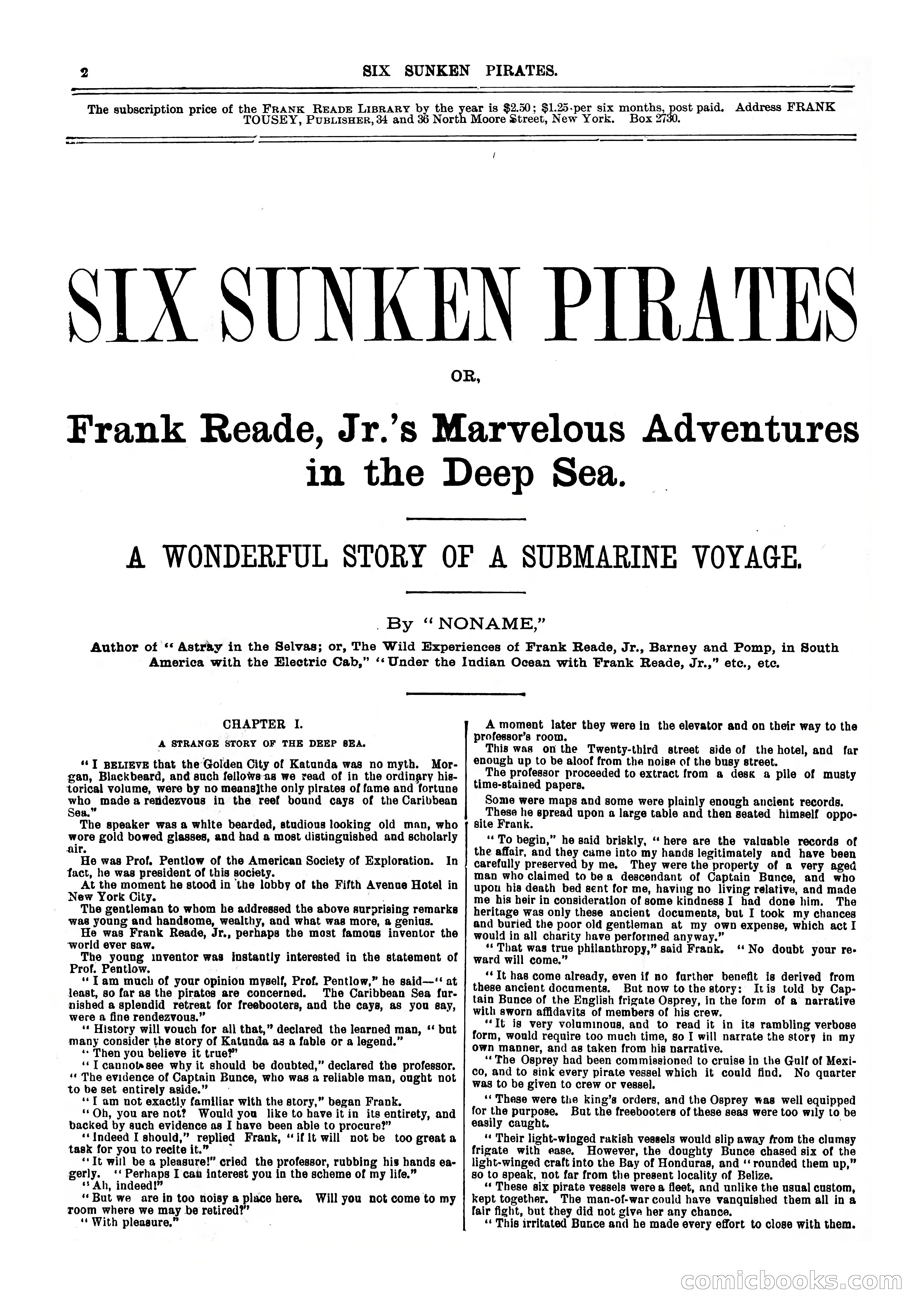 Frank Reade Library: Six Sunken Pirates — page 2 of 17