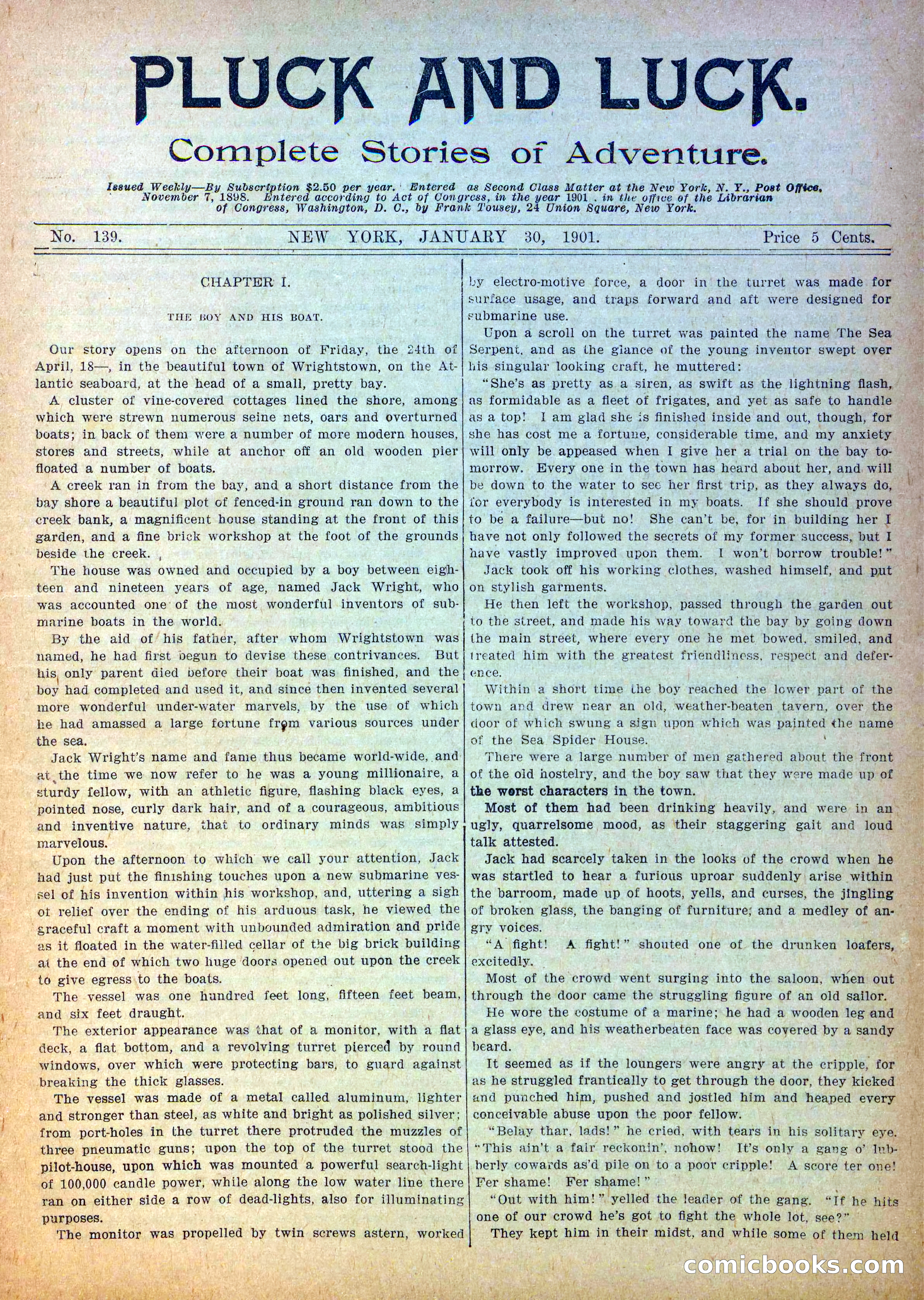 Pluck and Luck #139: Jack Wright and His Deep Sea Monitor — page 2 of 34