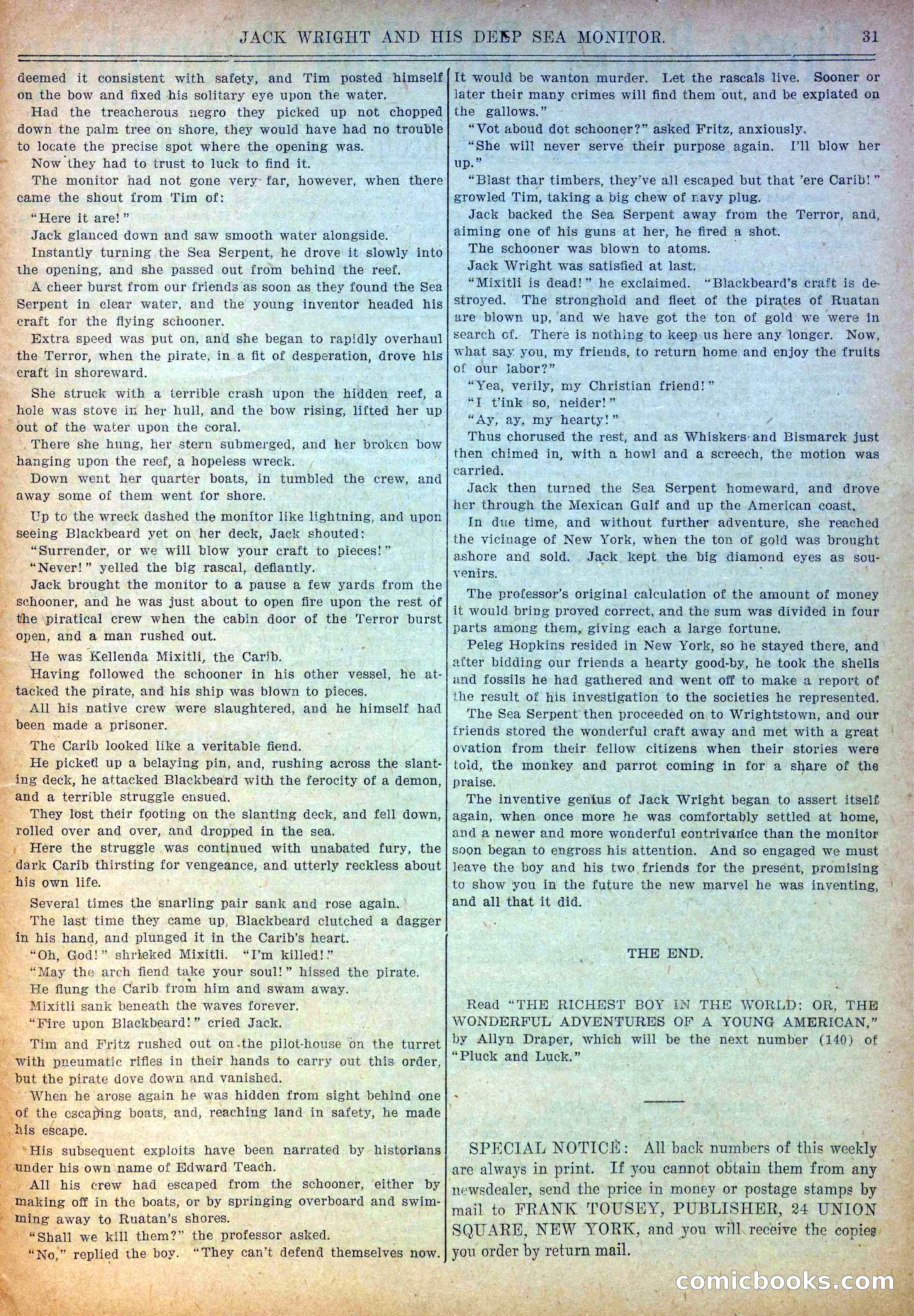 Pluck and Luck #139: Jack Wright and His Deep Sea Monitor — page 32 of 34