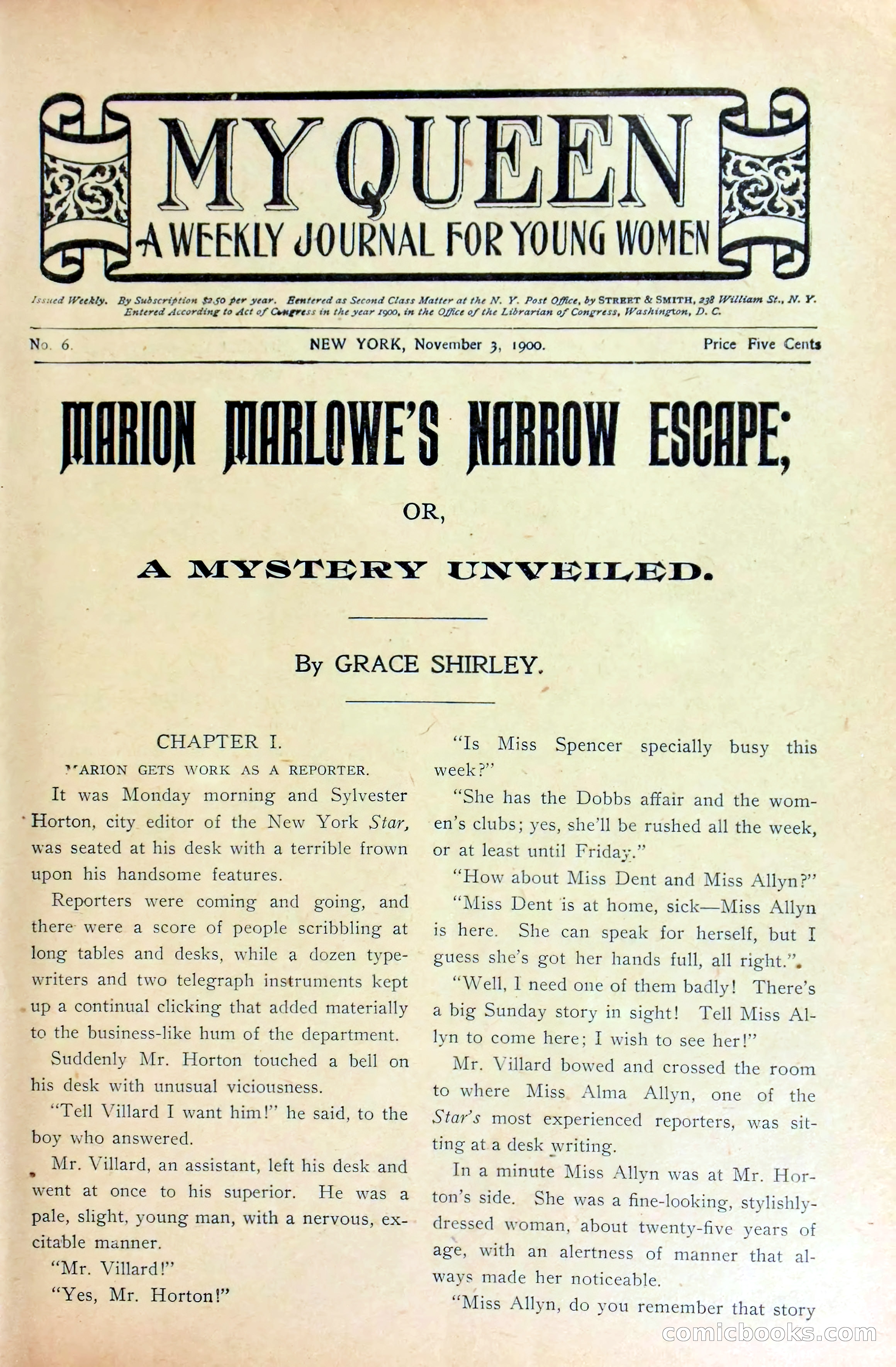 Marion Marlowe's Peril, or, A Mystery Unveiled — page 3 of 38