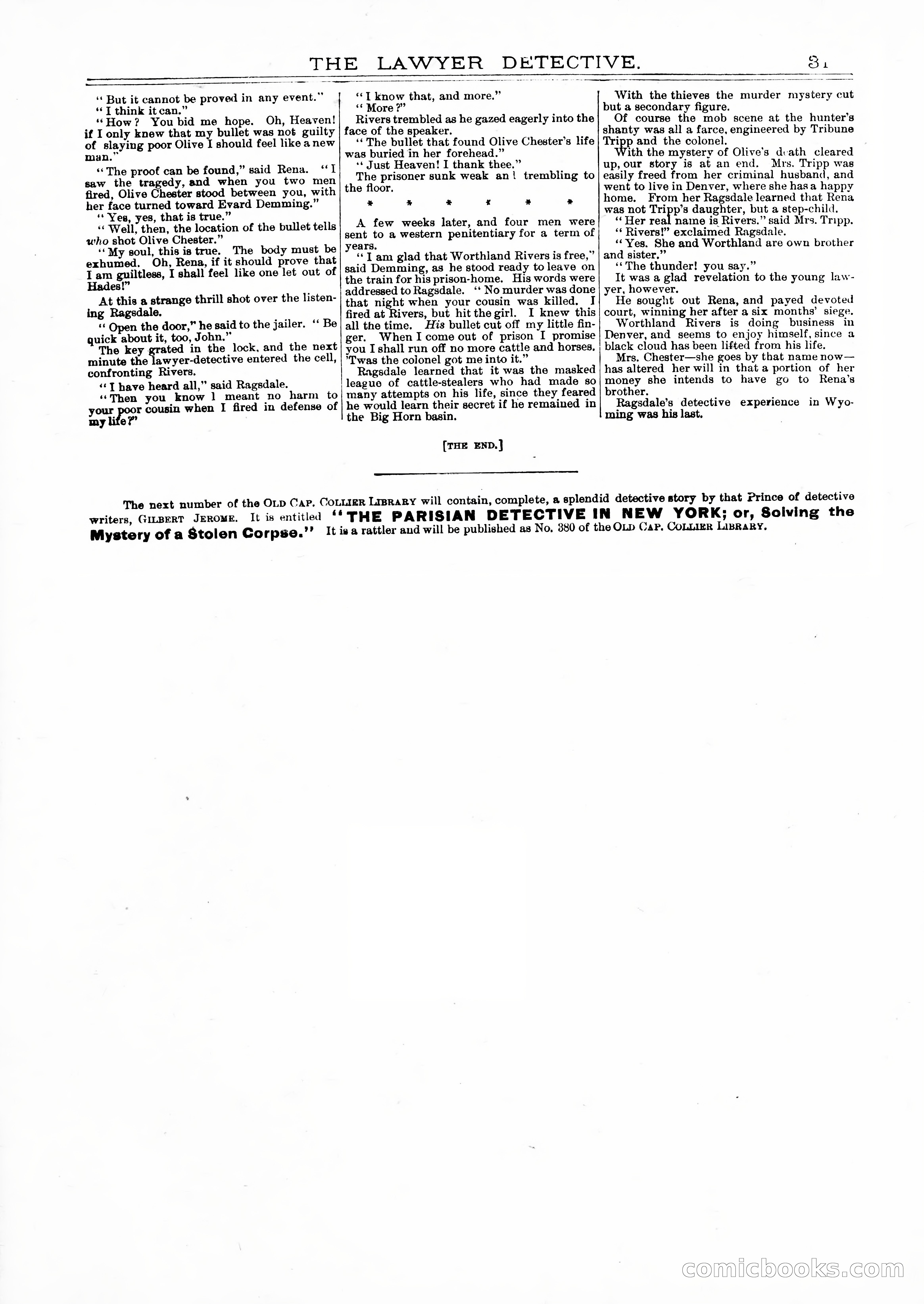 Old Cap. Collier Library No. 379: The Lawyer Detective — page 31 of 31