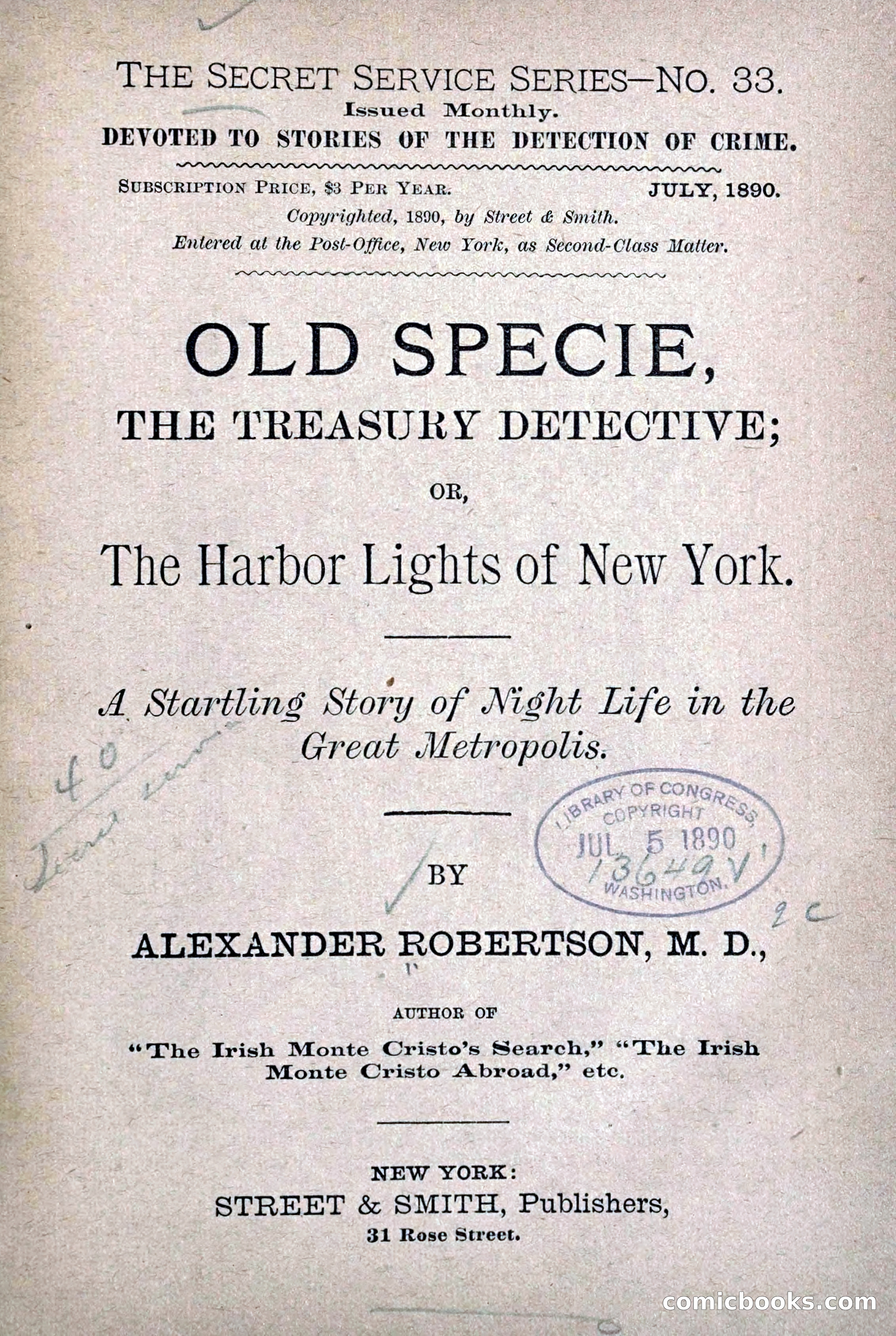 Old Specie, the Treasury Detective; or, The Harbor Lights of New York — page 11 of 220