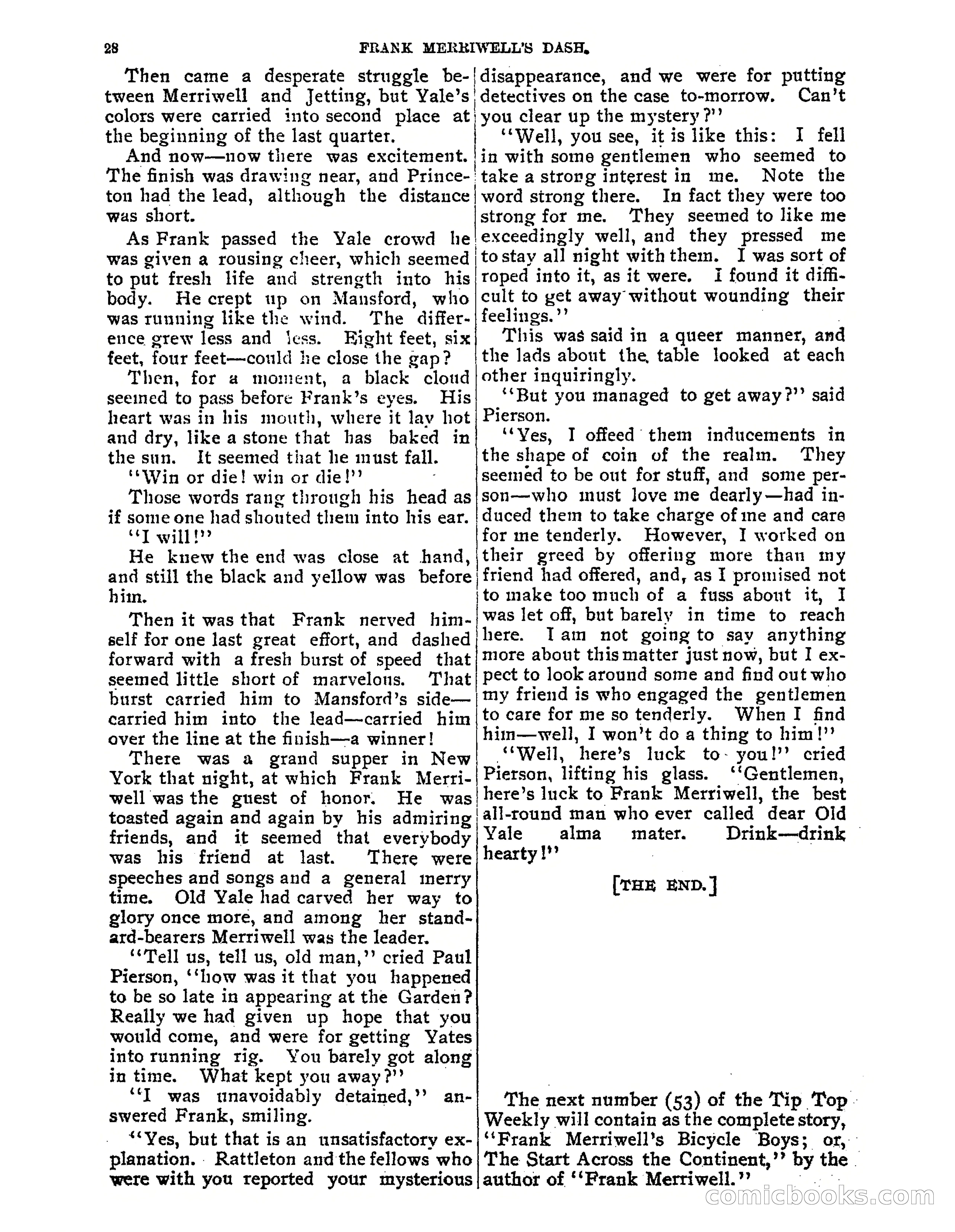 Tip Top Weekly No. 52: Frank Merriwell's Dash — page 32 of 37