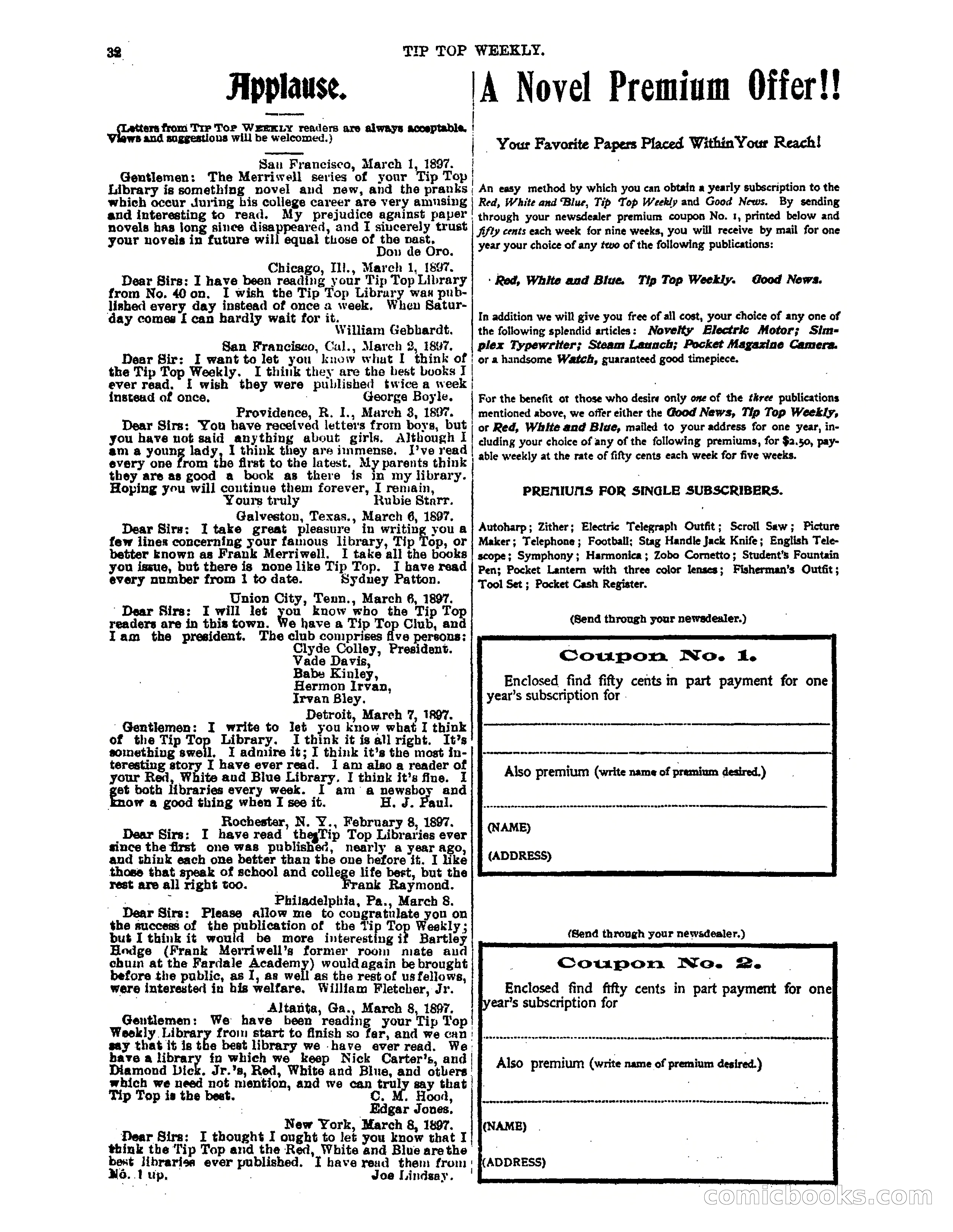 Tip Top Weekly No. 52: Frank Merriwell's Dash — page 36 of 37