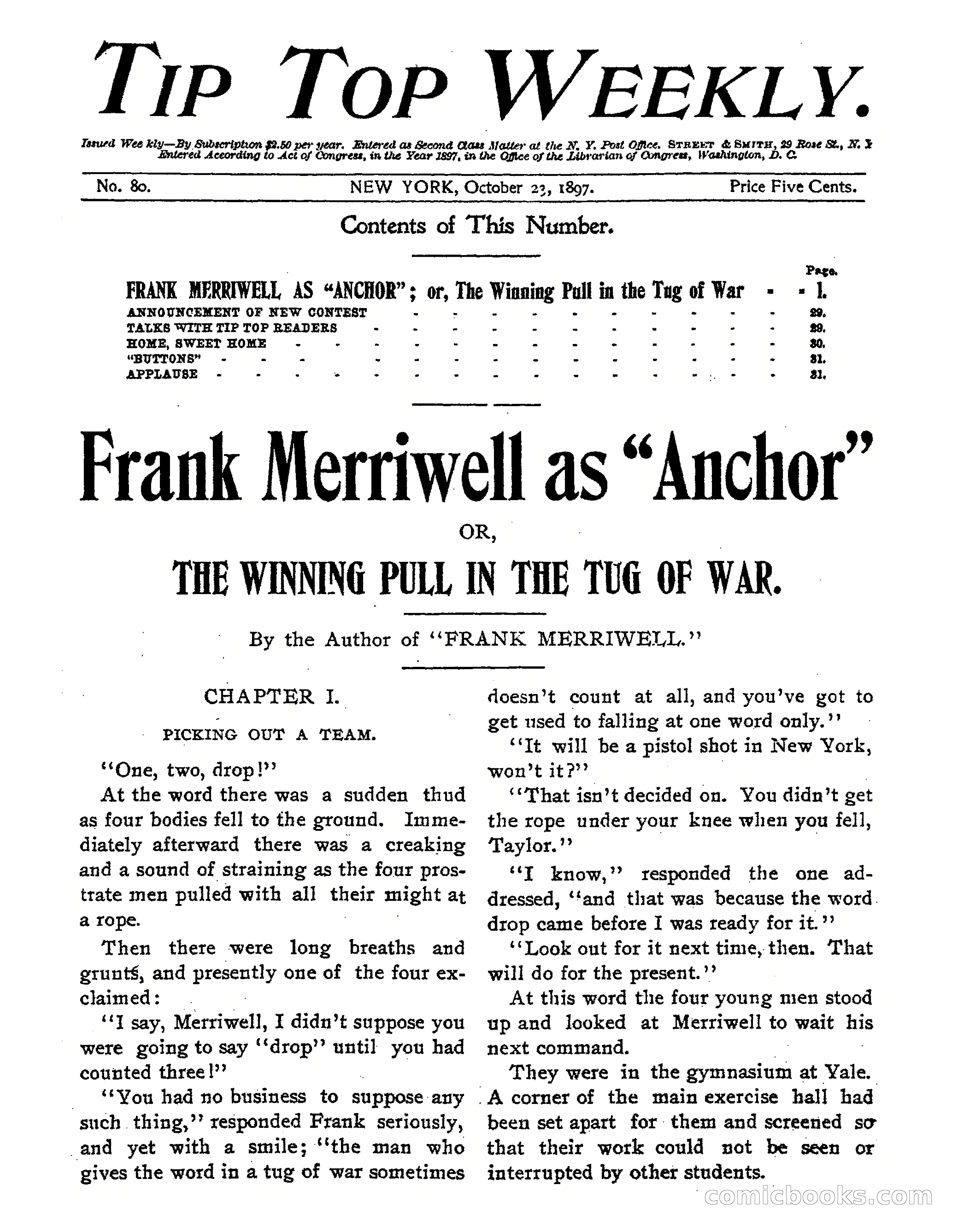 Tip Top Weekly No. 80: Frank Merriwell as 'Anchor' — page 3 of 35