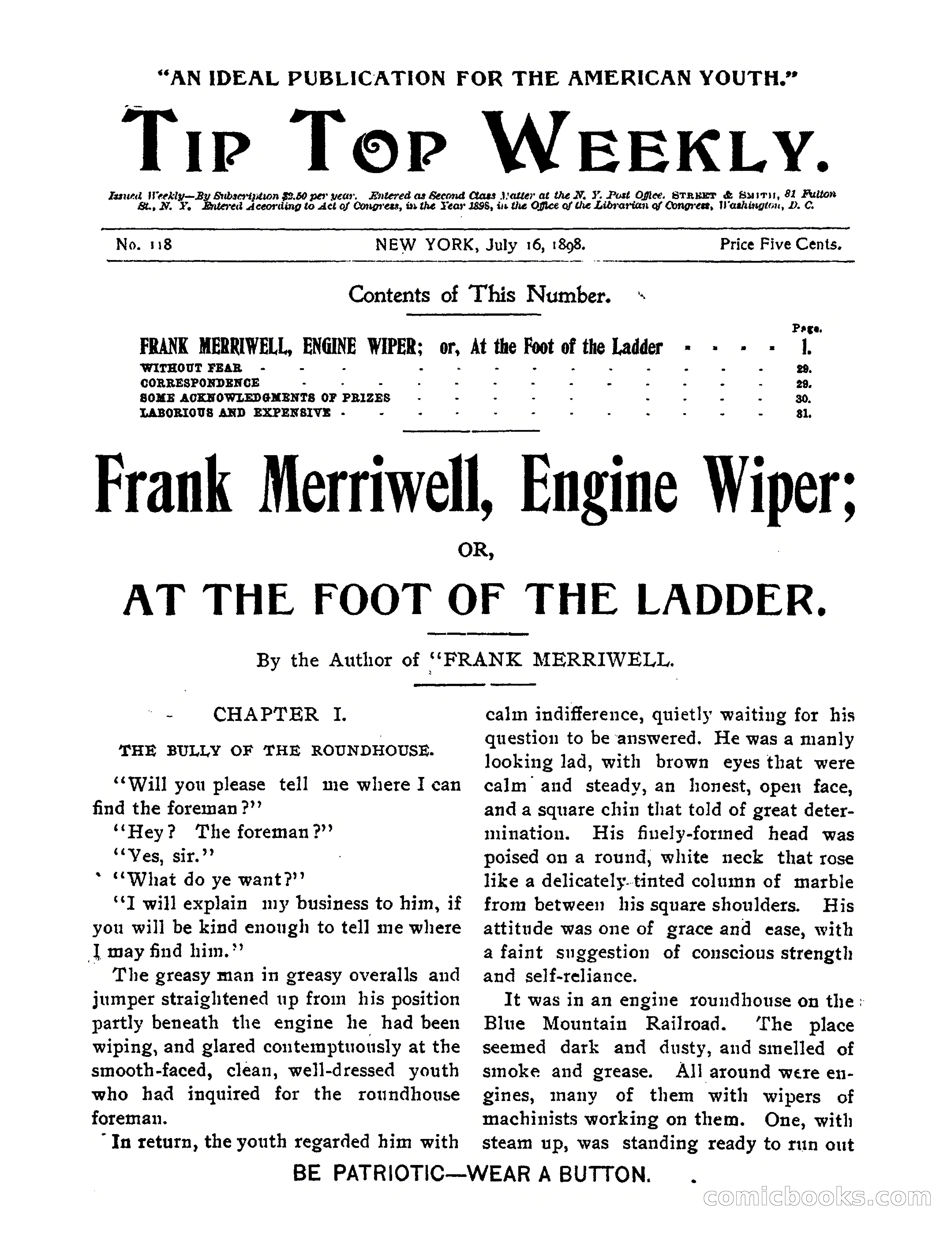 Tip Top Weekly No. 118: Frank Merriwell, Engine Wiper — page 3 of 35