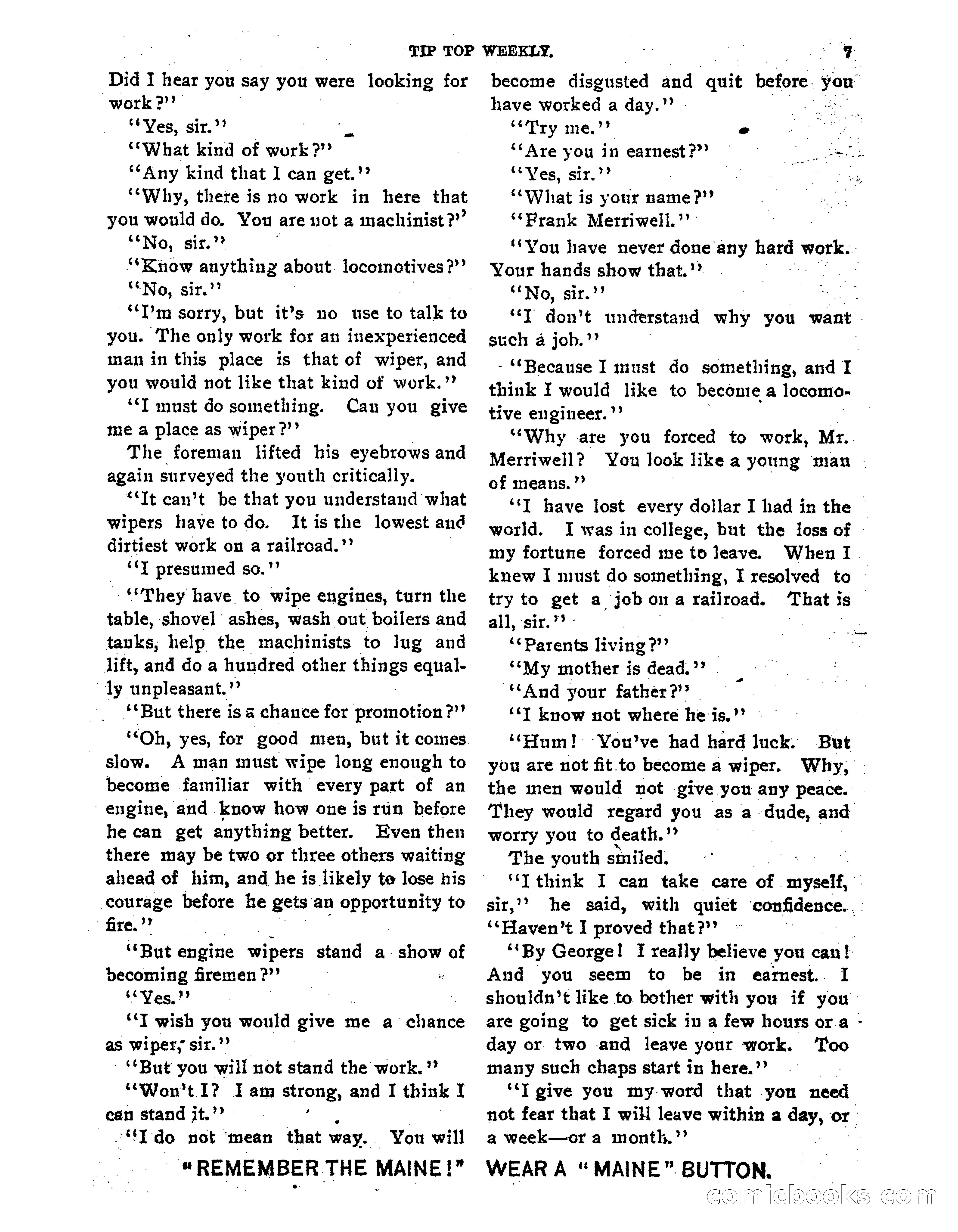 Tip Top Weekly No. 118: Frank Merriwell, Engine Wiper — page 9 of 35