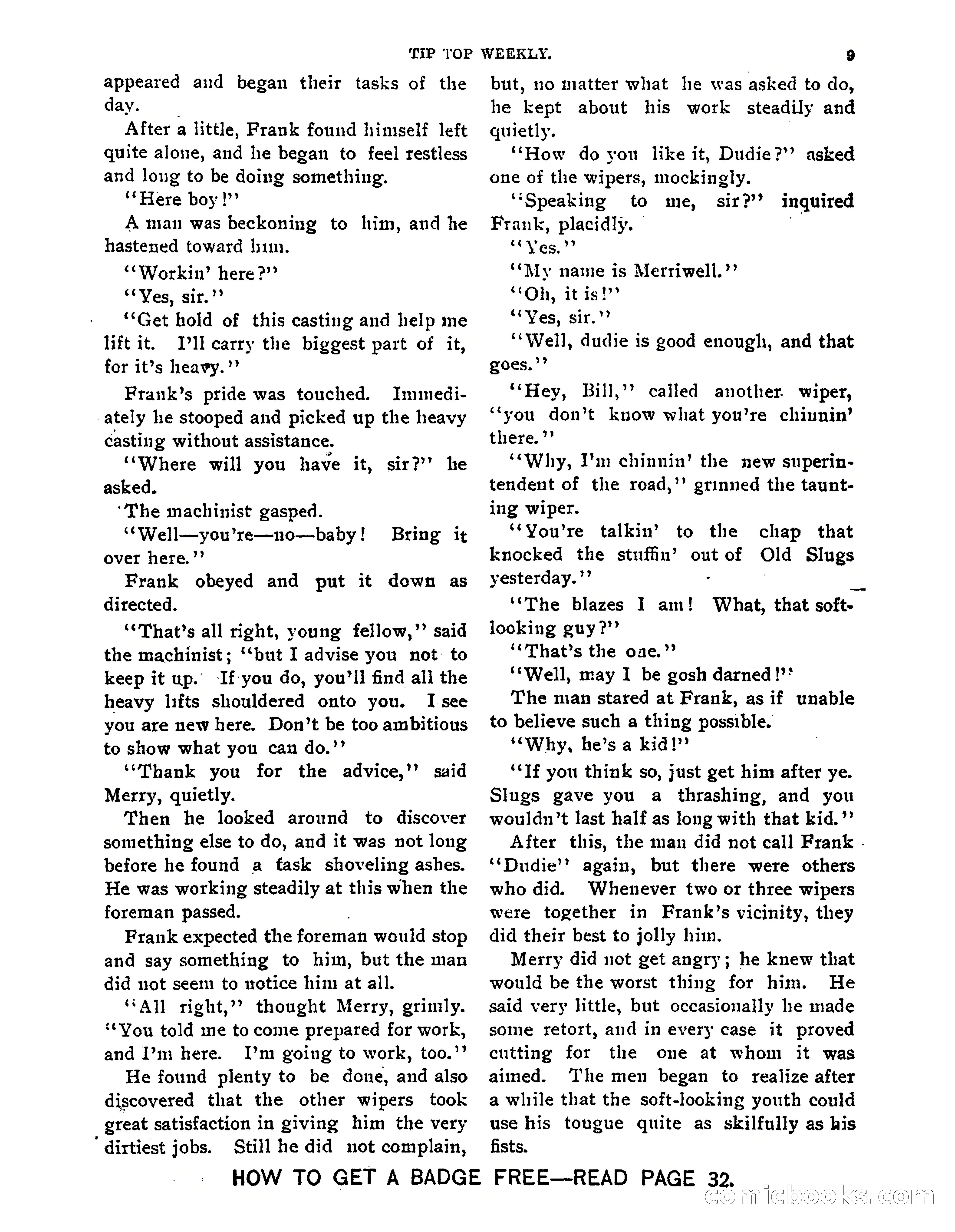 Tip Top Weekly No. 118: Frank Merriwell, Engine Wiper — page 11 of 35