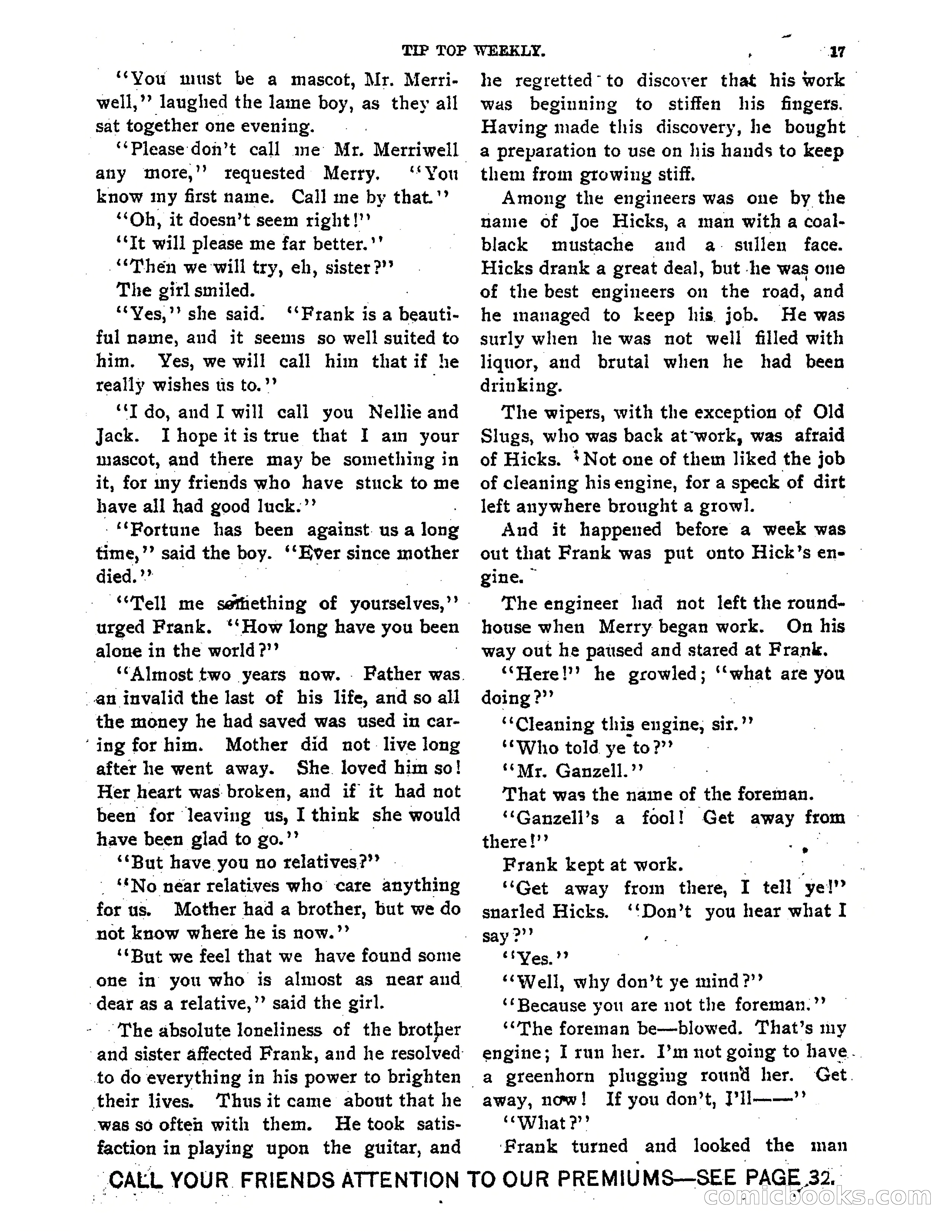 Tip Top Weekly No. 118: Frank Merriwell, Engine Wiper — page 19 of 35