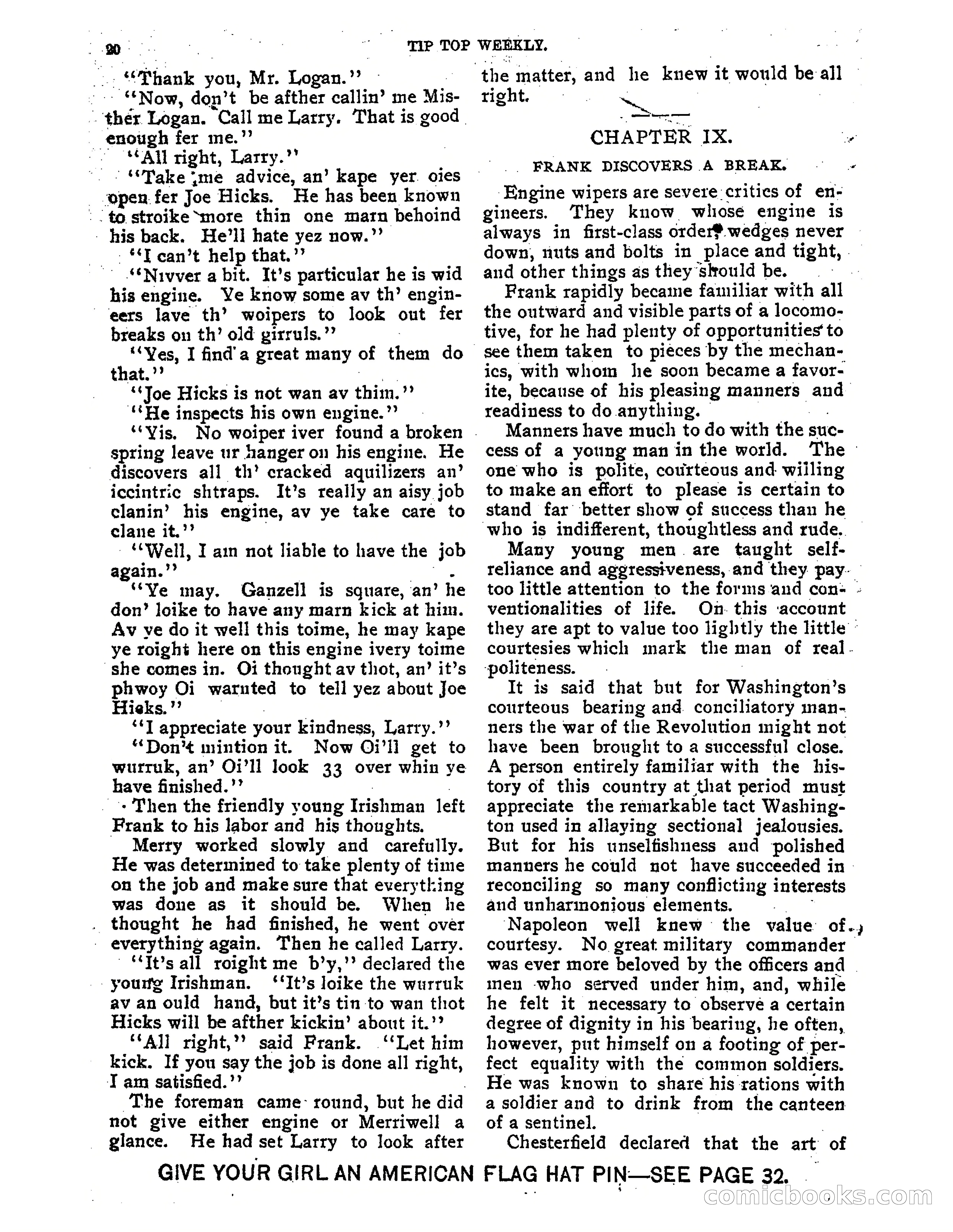 Tip Top Weekly No. 118: Frank Merriwell, Engine Wiper — page 22 of 35