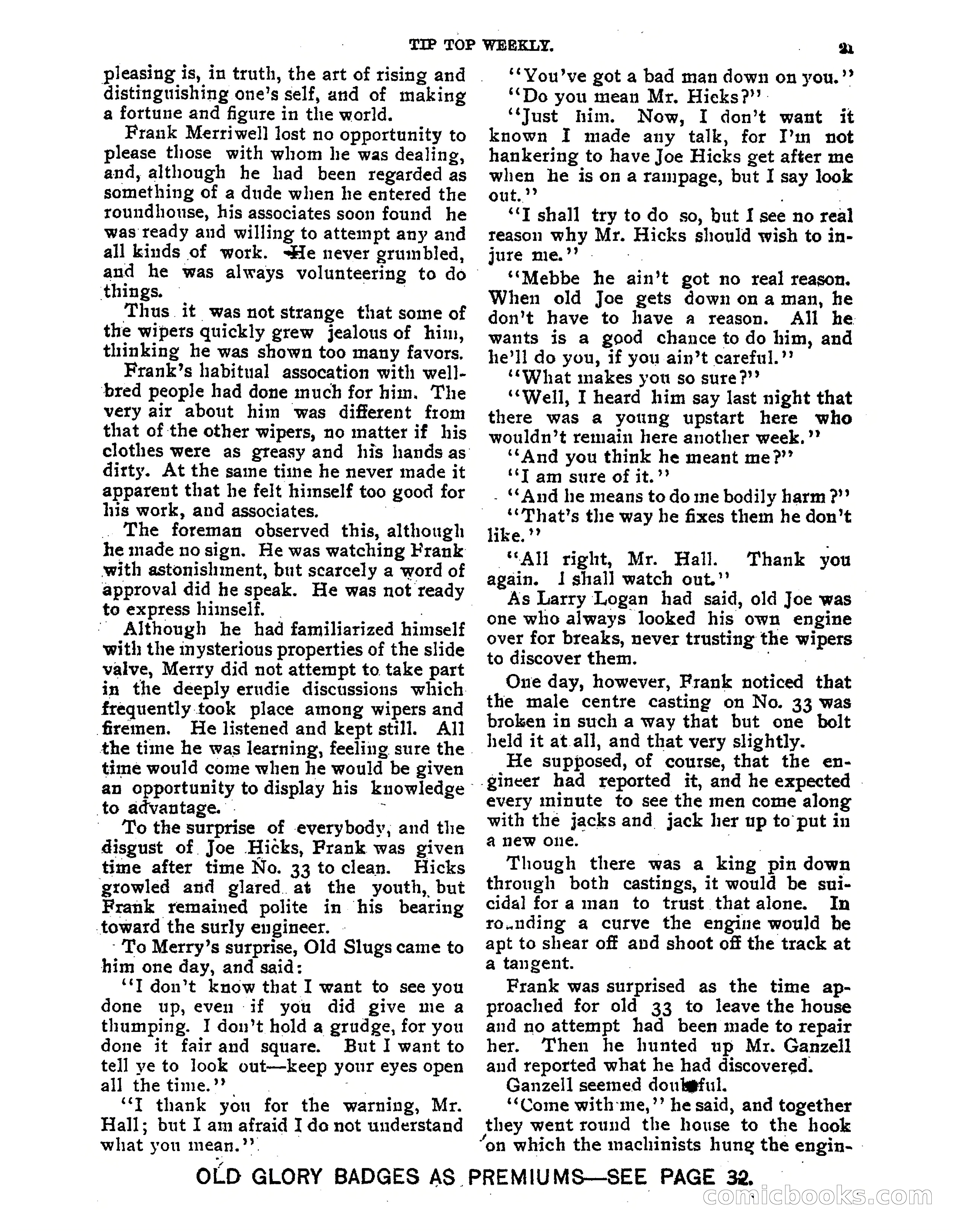 Tip Top Weekly No. 118: Frank Merriwell, Engine Wiper — page 23 of 35