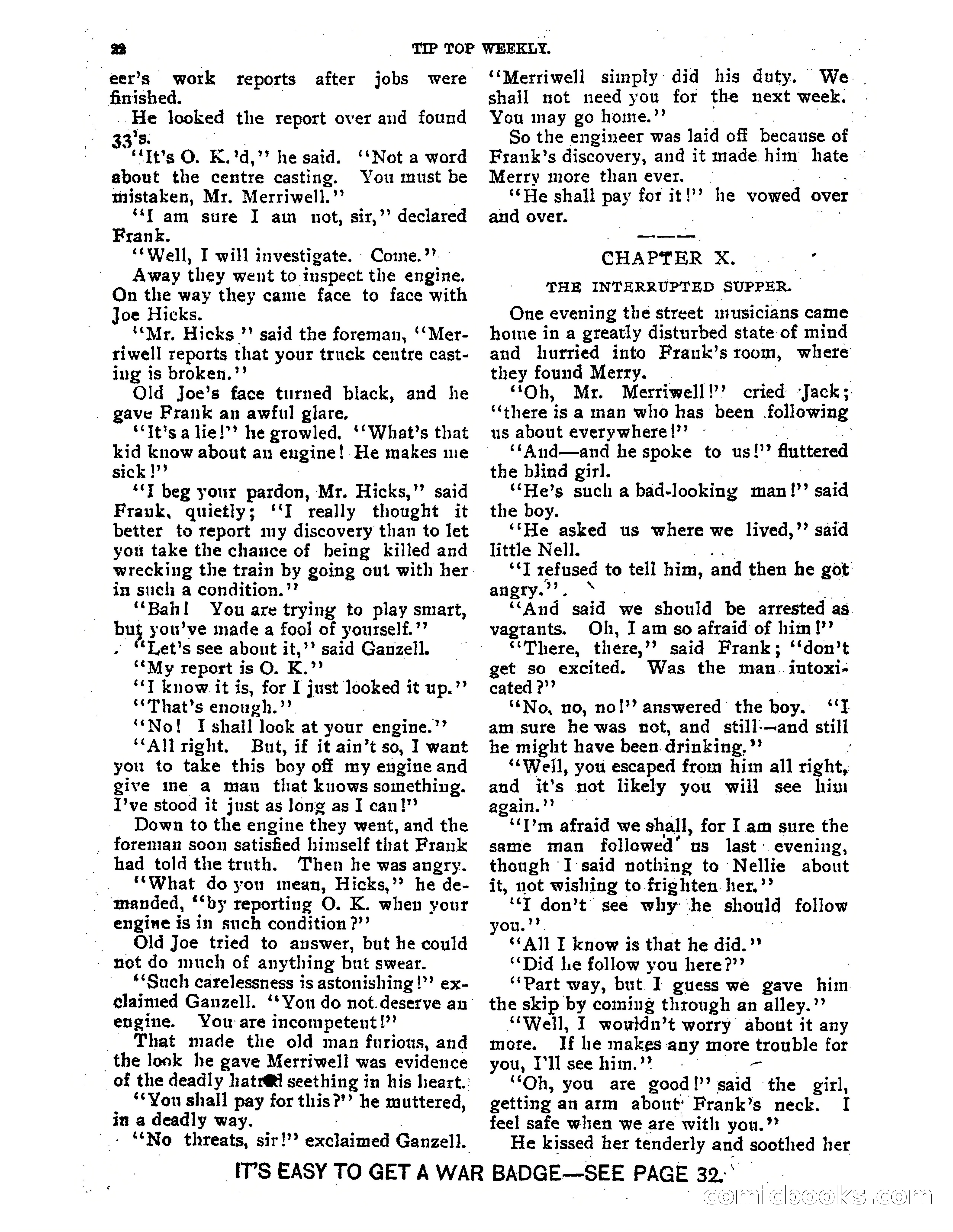 Tip Top Weekly No. 118: Frank Merriwell, Engine Wiper — page 24 of 35