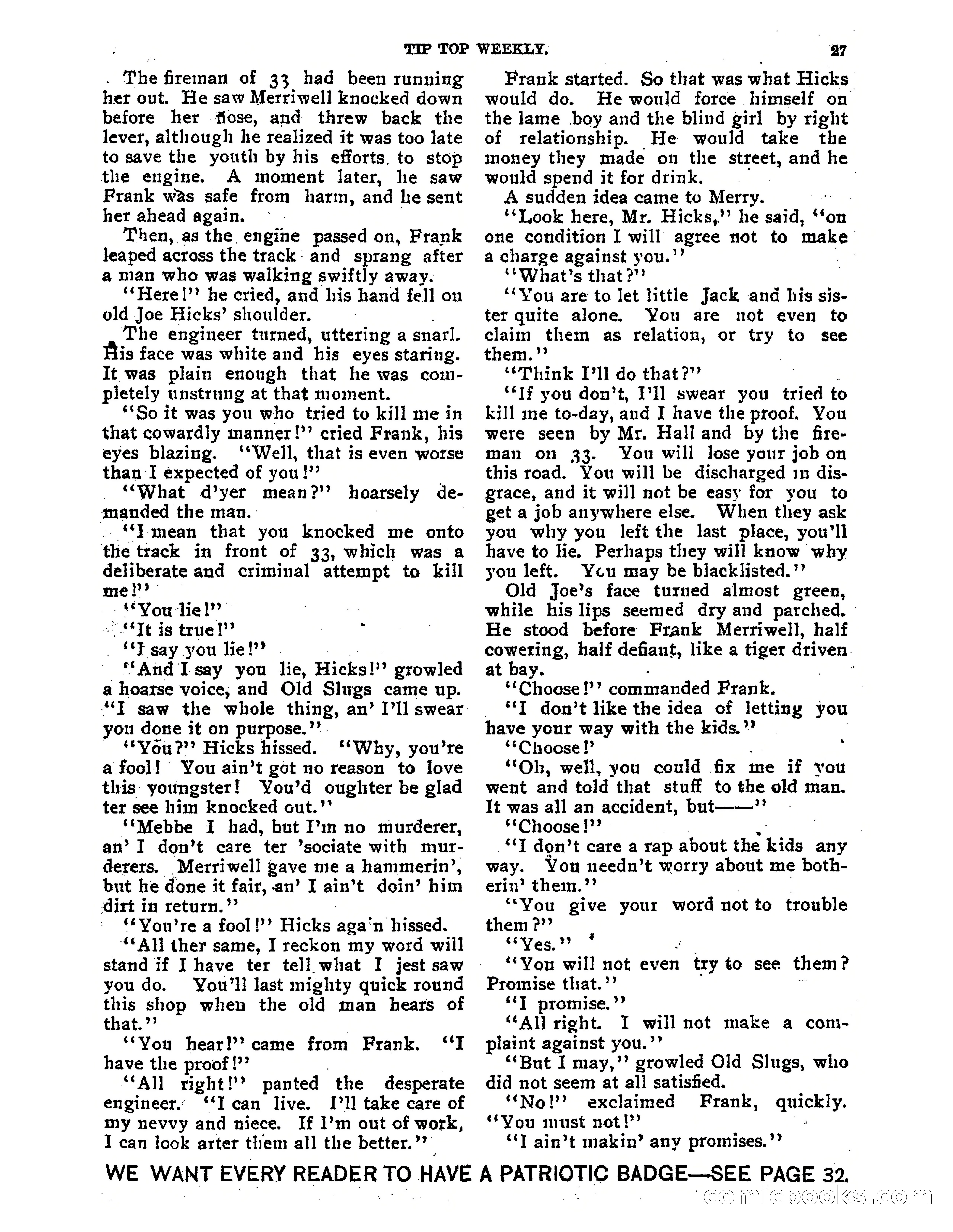 Tip Top Weekly No. 118: Frank Merriwell, Engine Wiper — page 29 of 35