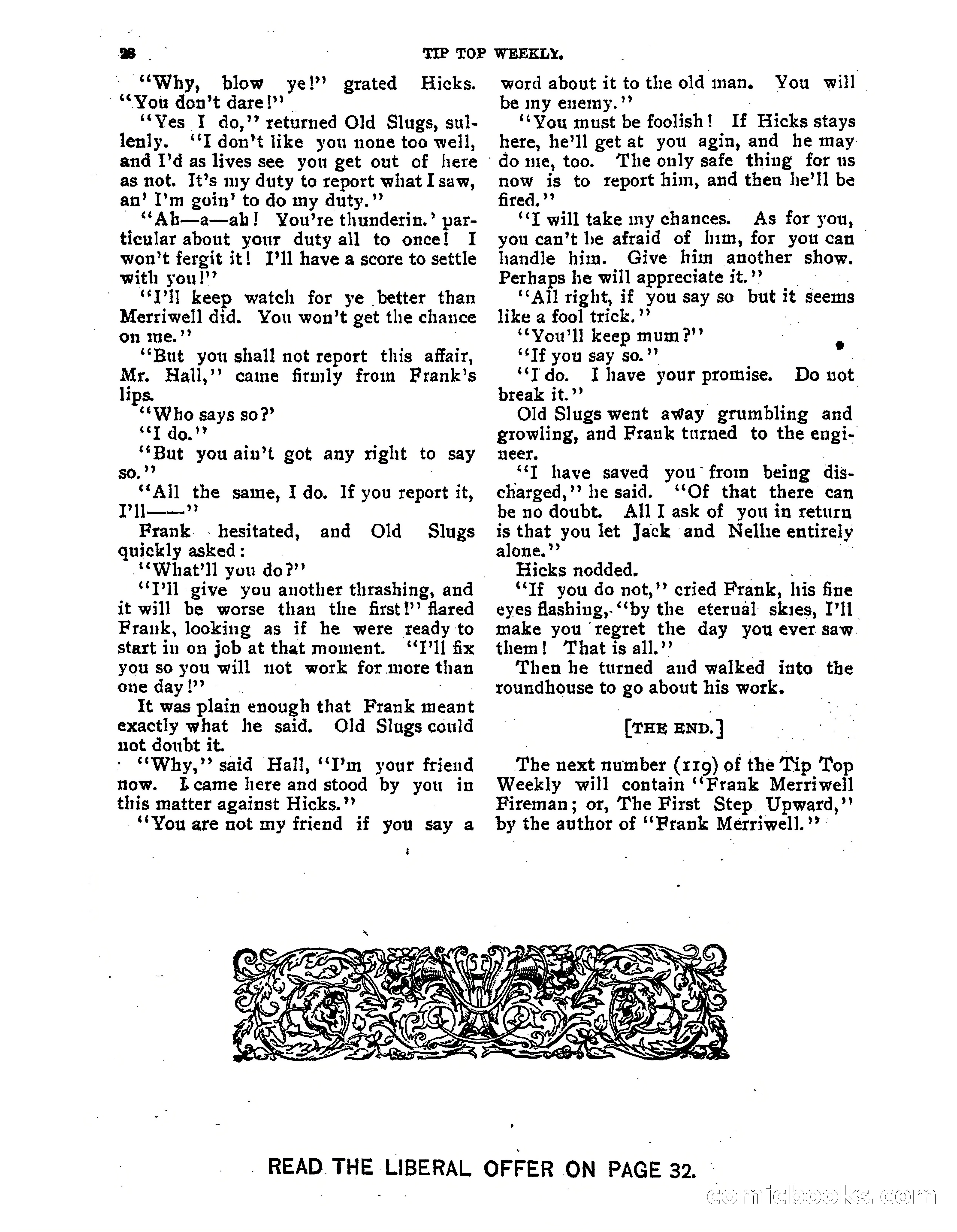 Tip Top Weekly No. 118: Frank Merriwell, Engine Wiper — page 30 of 35