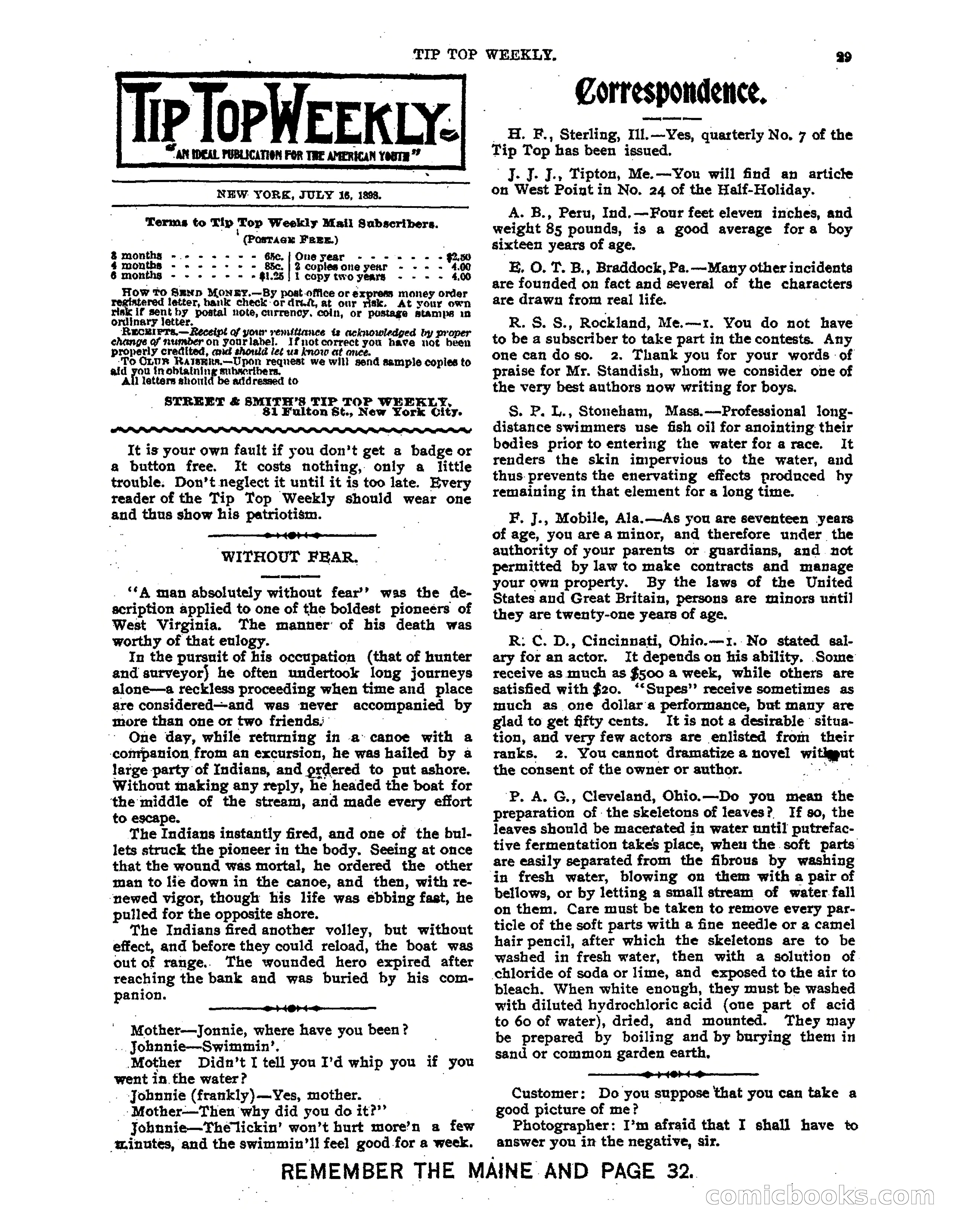 Tip Top Weekly No. 118: Frank Merriwell, Engine Wiper — page 31 of 35