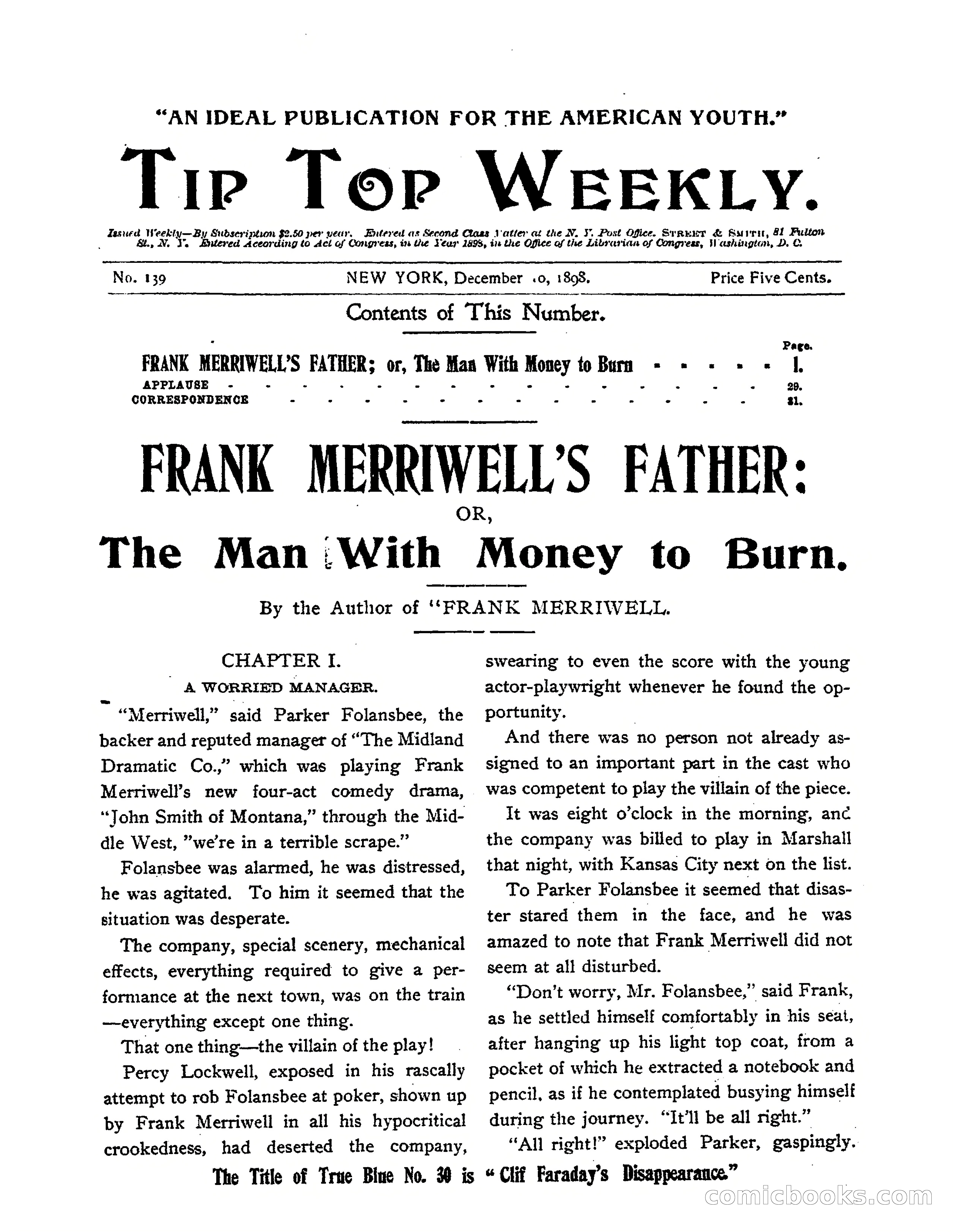 Tip Top Weekly No. 139: Frank Merriwell's Father — page 3 of 35