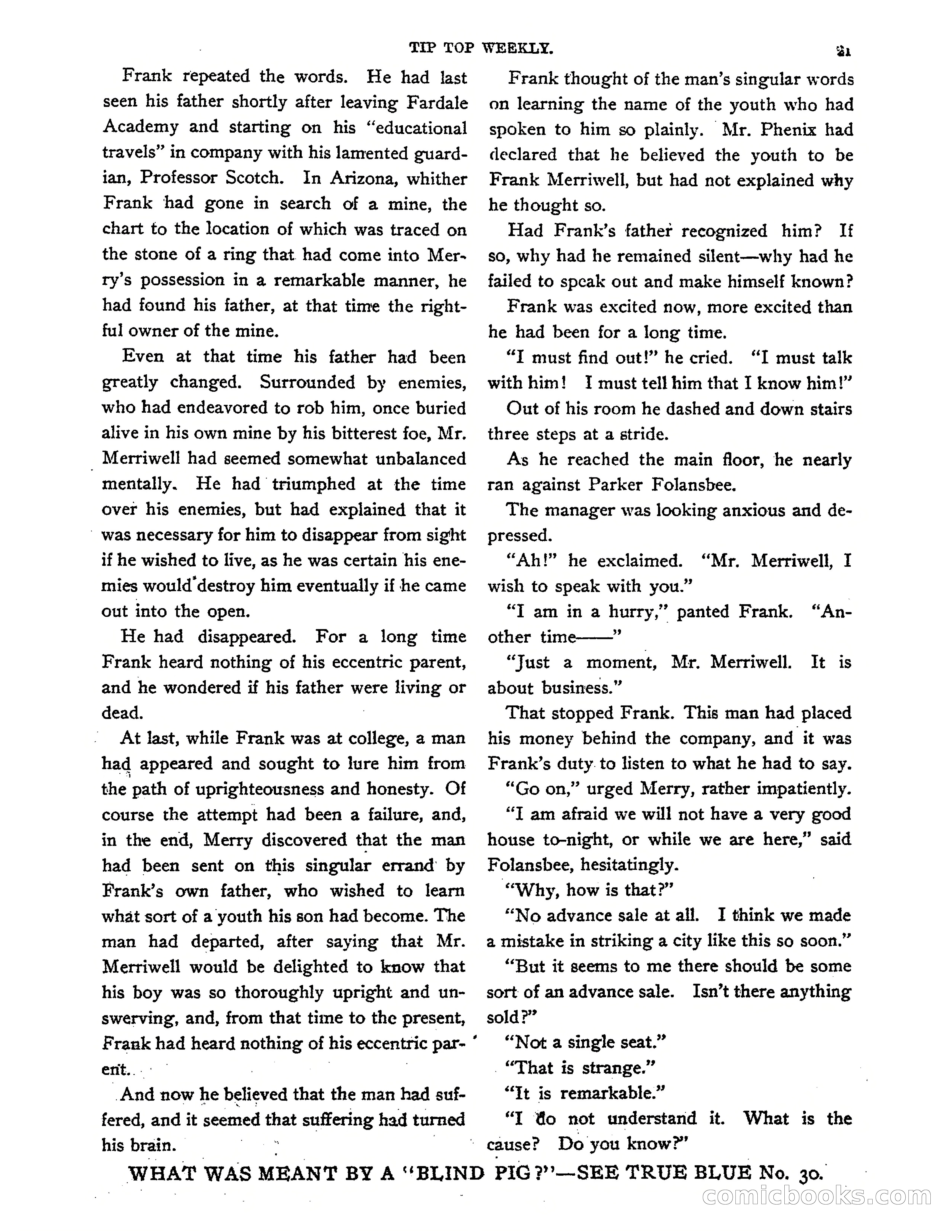 Tip Top Weekly No. 139: Frank Merriwell's Father — page 23 of 35