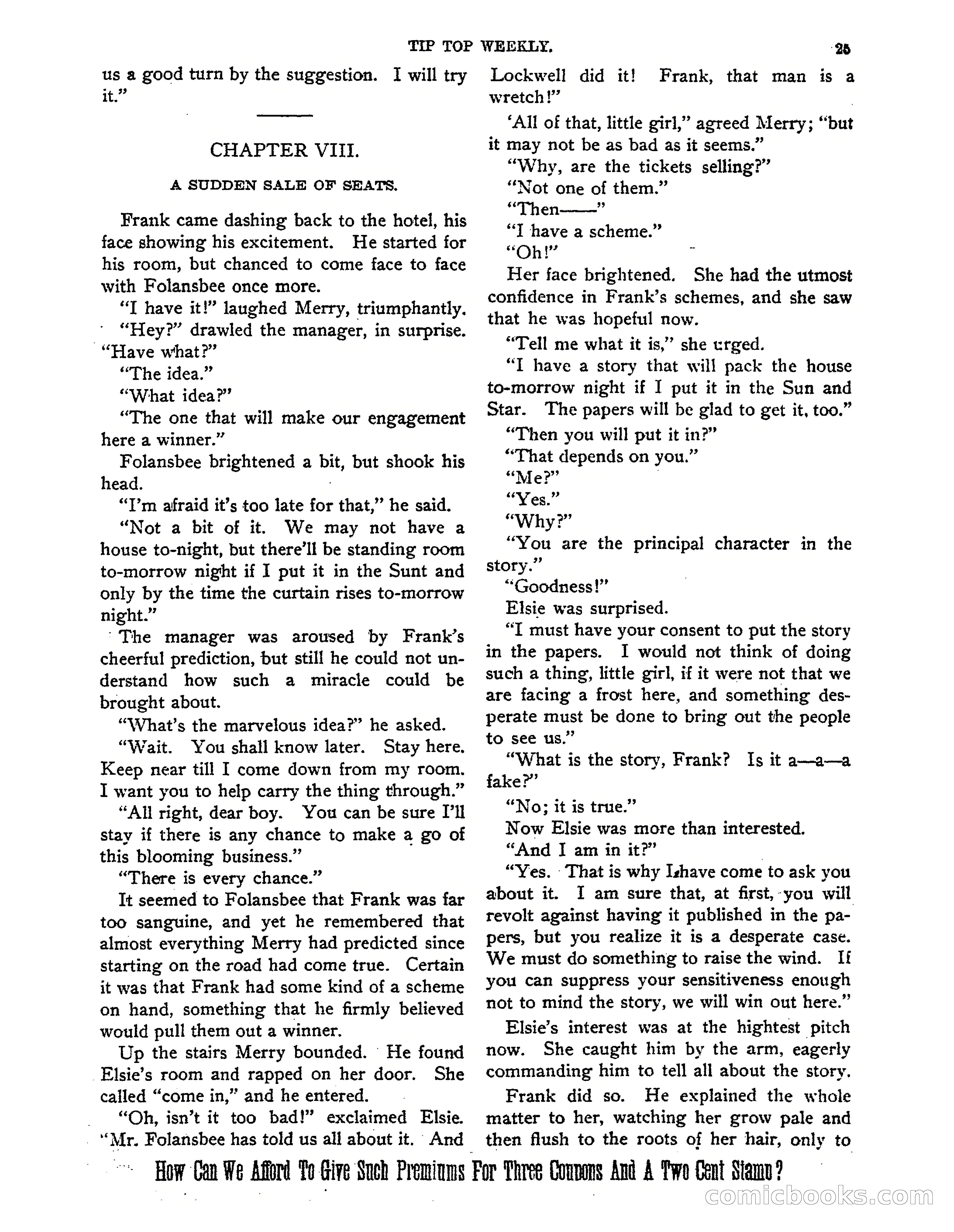 Tip Top Weekly No. 139: Frank Merriwell's Father — page 27 of 35