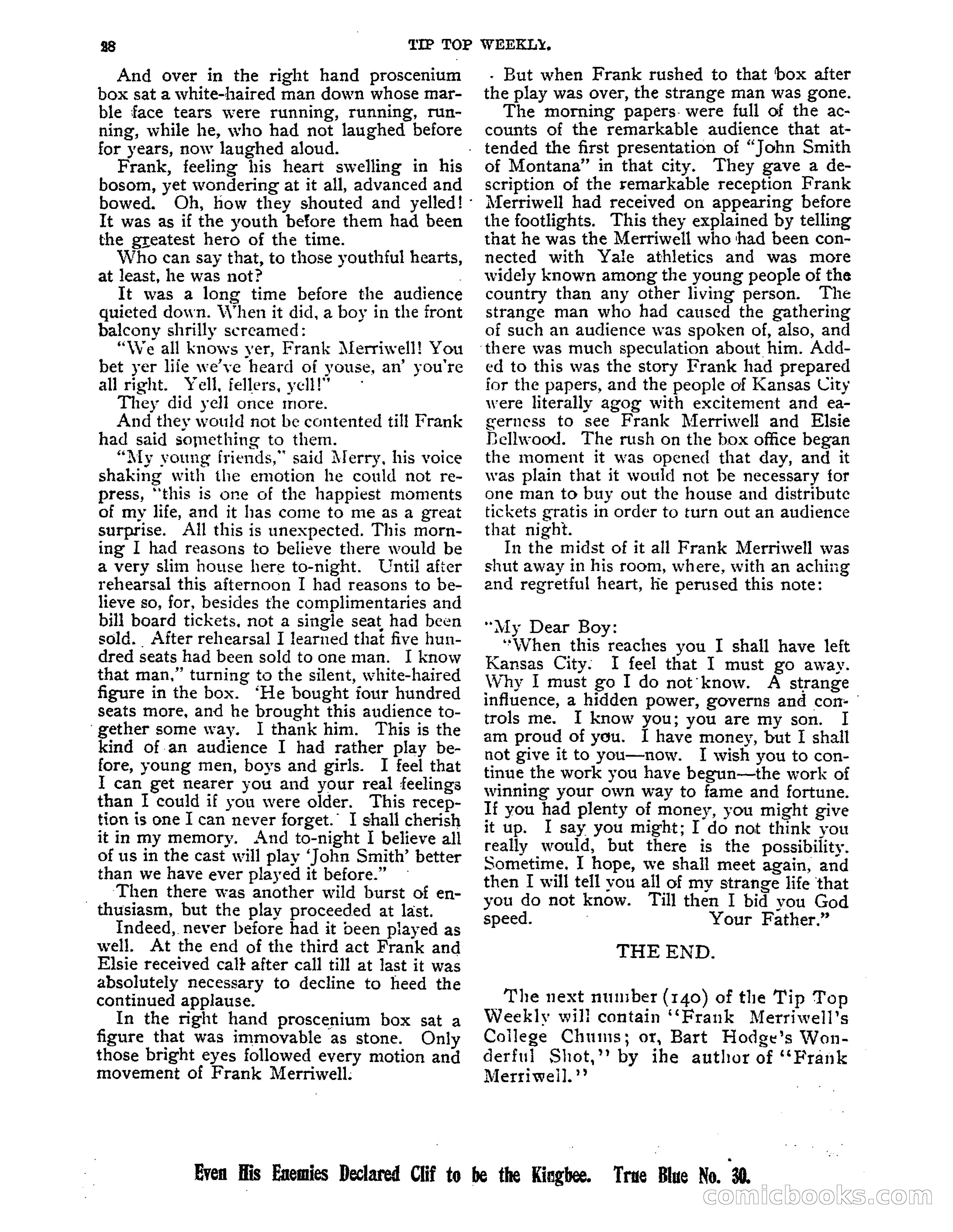 Tip Top Weekly No. 139: Frank Merriwell's Father — page 30 of 35