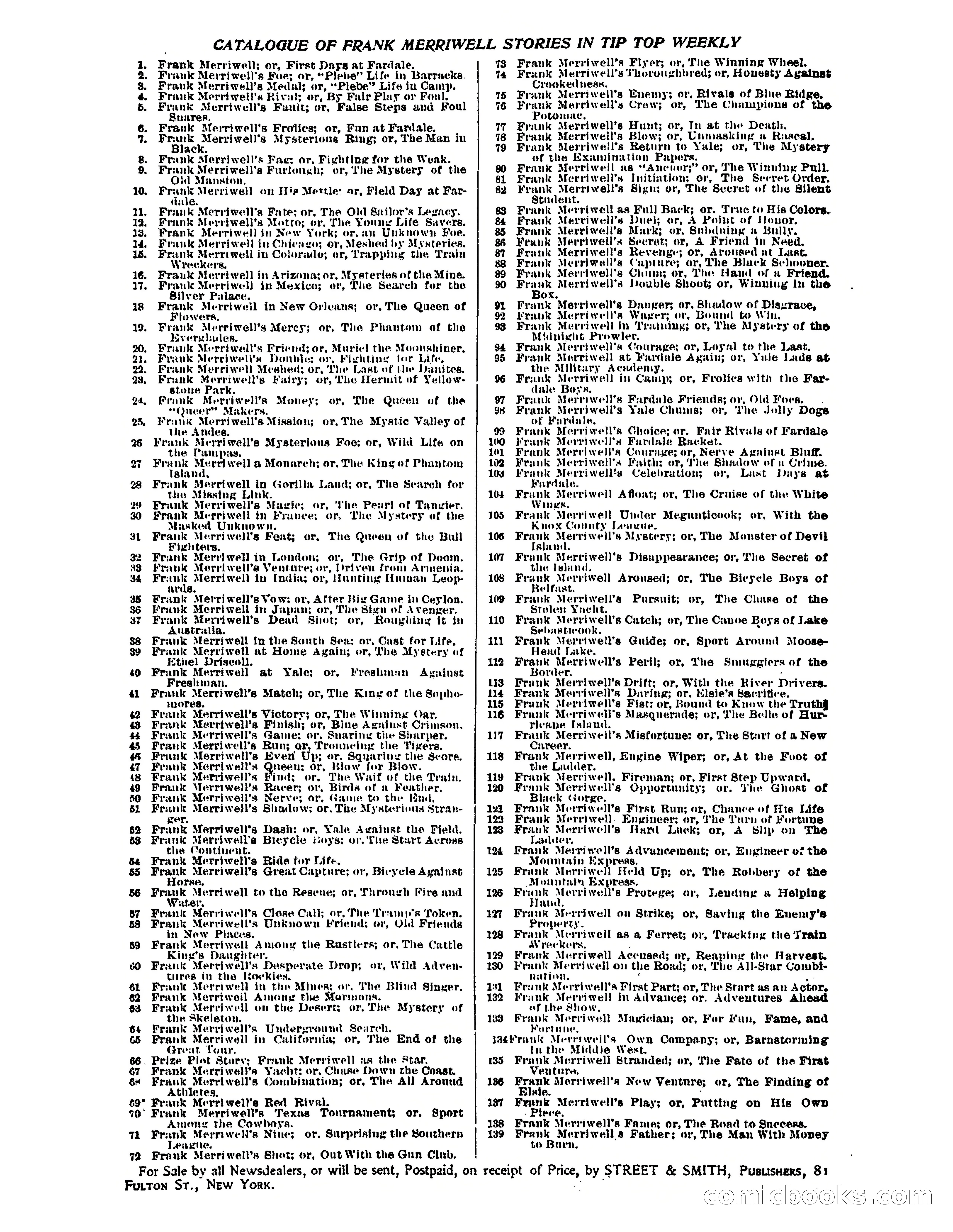 Tip Top Weekly No. 139: Frank Merriwell's Father — page 35 of 35