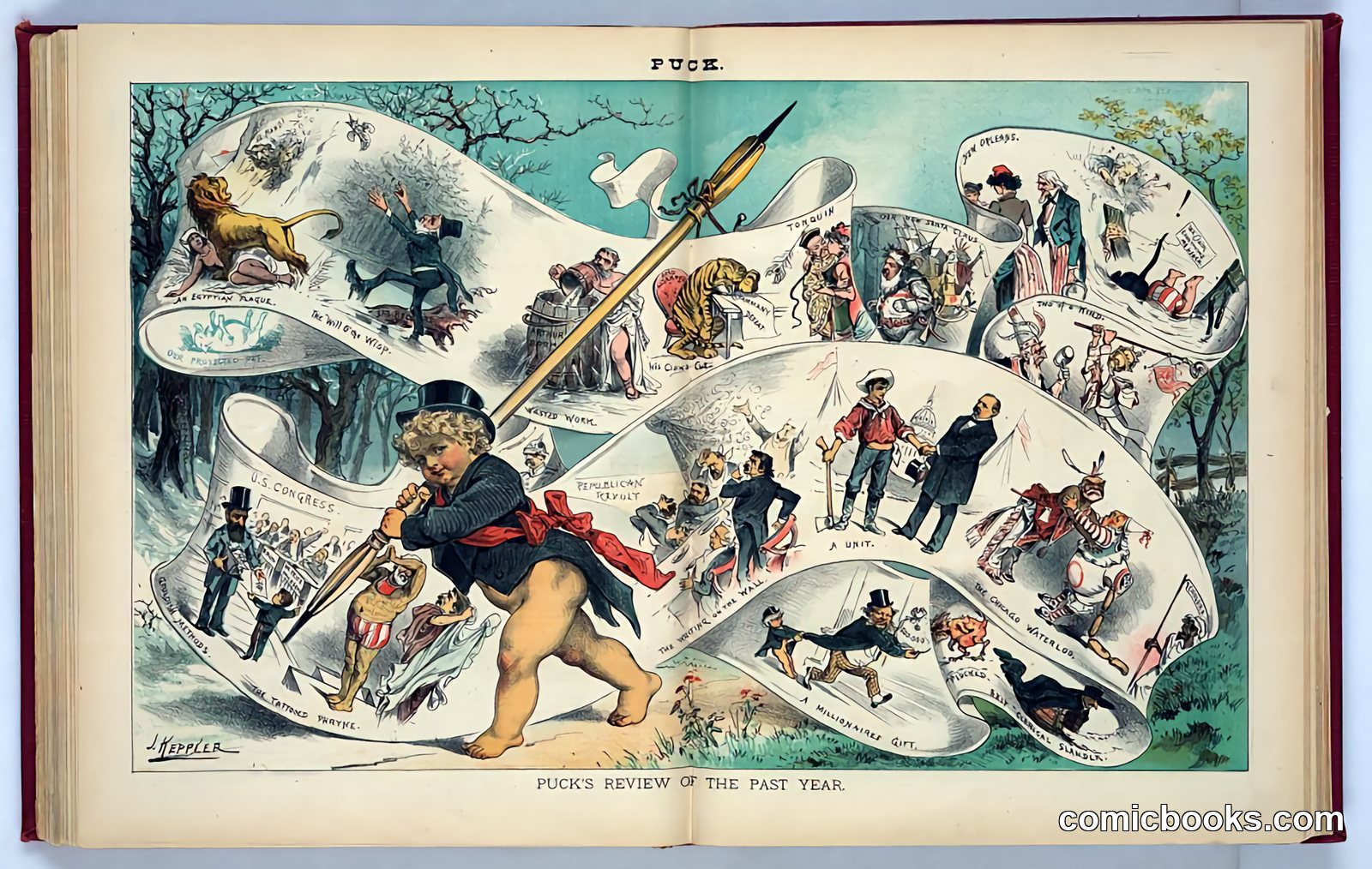 Puck's Review of the Past Year by Keppler, Joseph Ferdinand, 1838-1894, artist